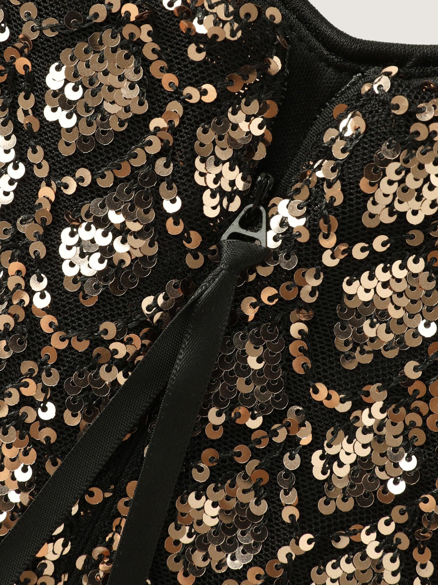 Shimmery Sequin Scoop Neck Mini Dress Female Product Image