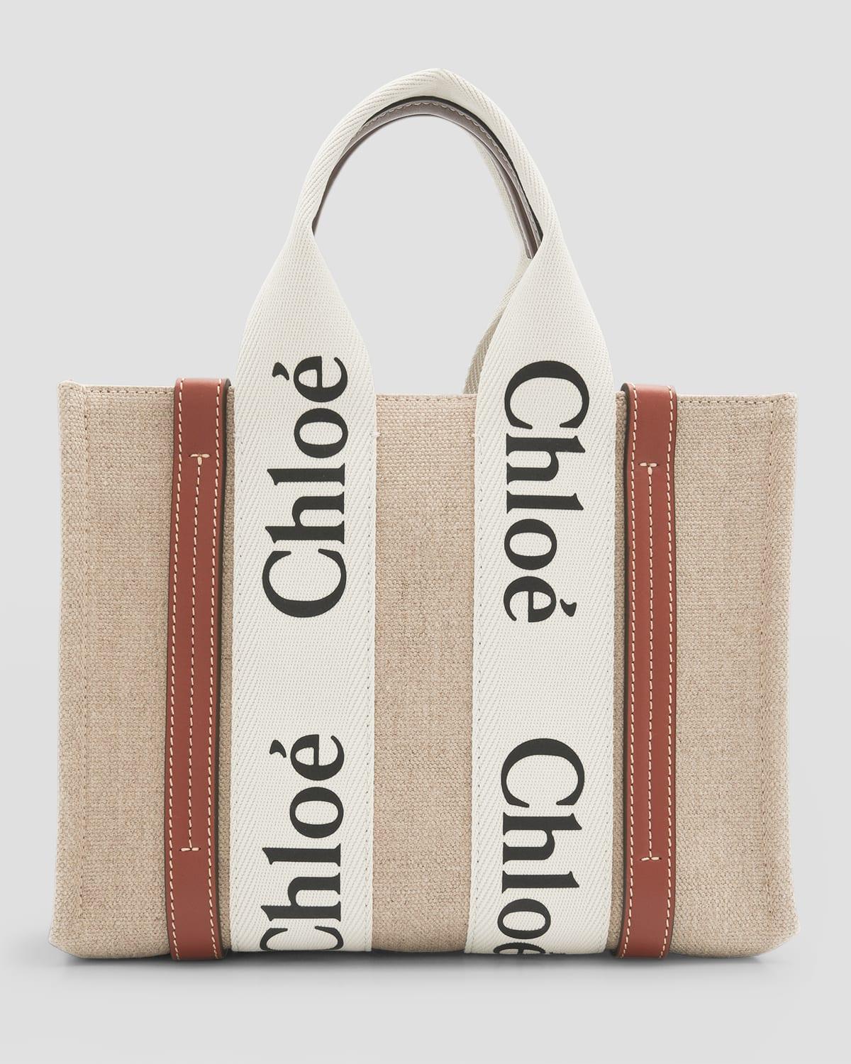 Woody Small Tote Bag in Linen with Crossbody Strap Product Image