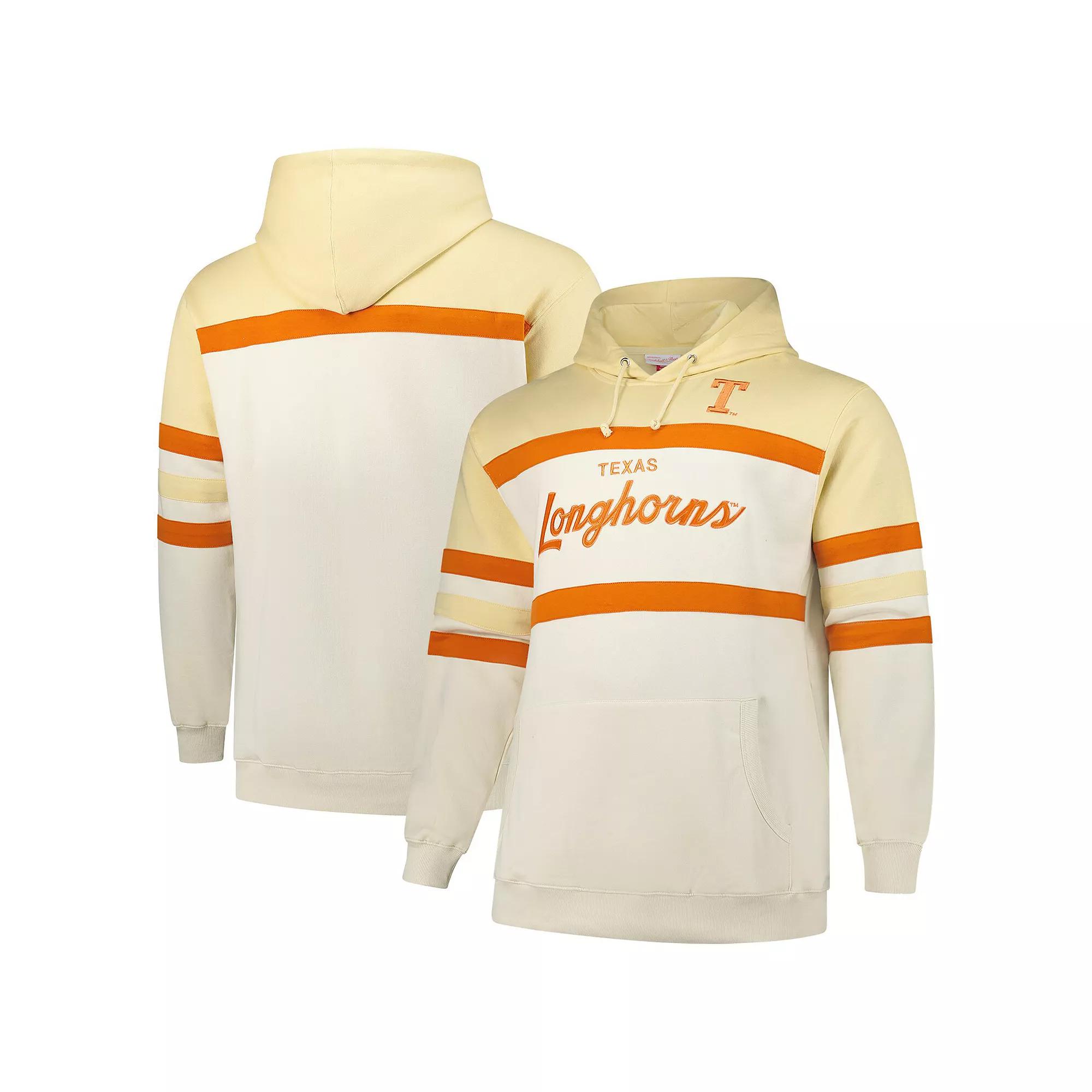 Men's Mitchell & Ness Cream Texas Longhorns Big & Tall Head Coach Pullover Hoodie,  Product Image