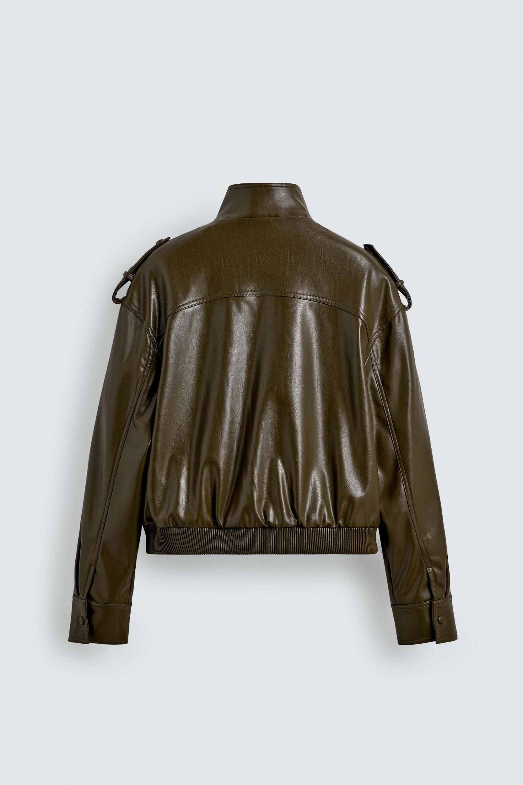 FAUX LEATHER CROPPED FIT JACKET Product Image