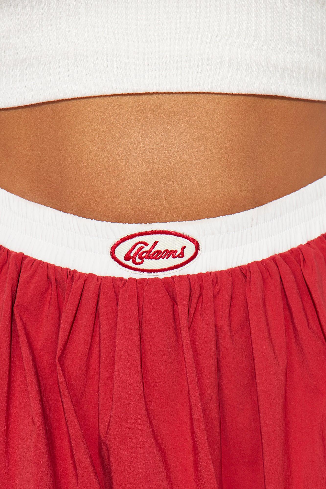 My Final Race Striped Bubble Mini Skirt - Red Product Image