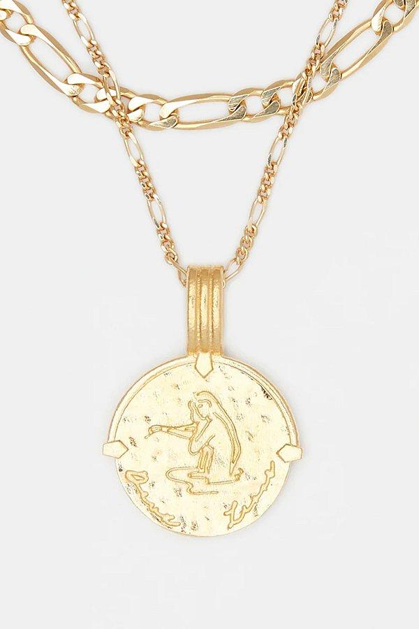 Deux Lions Jewelry Gold Sicilian Zodiac Layered Necklace Womens at Urban Outfitters Product Image