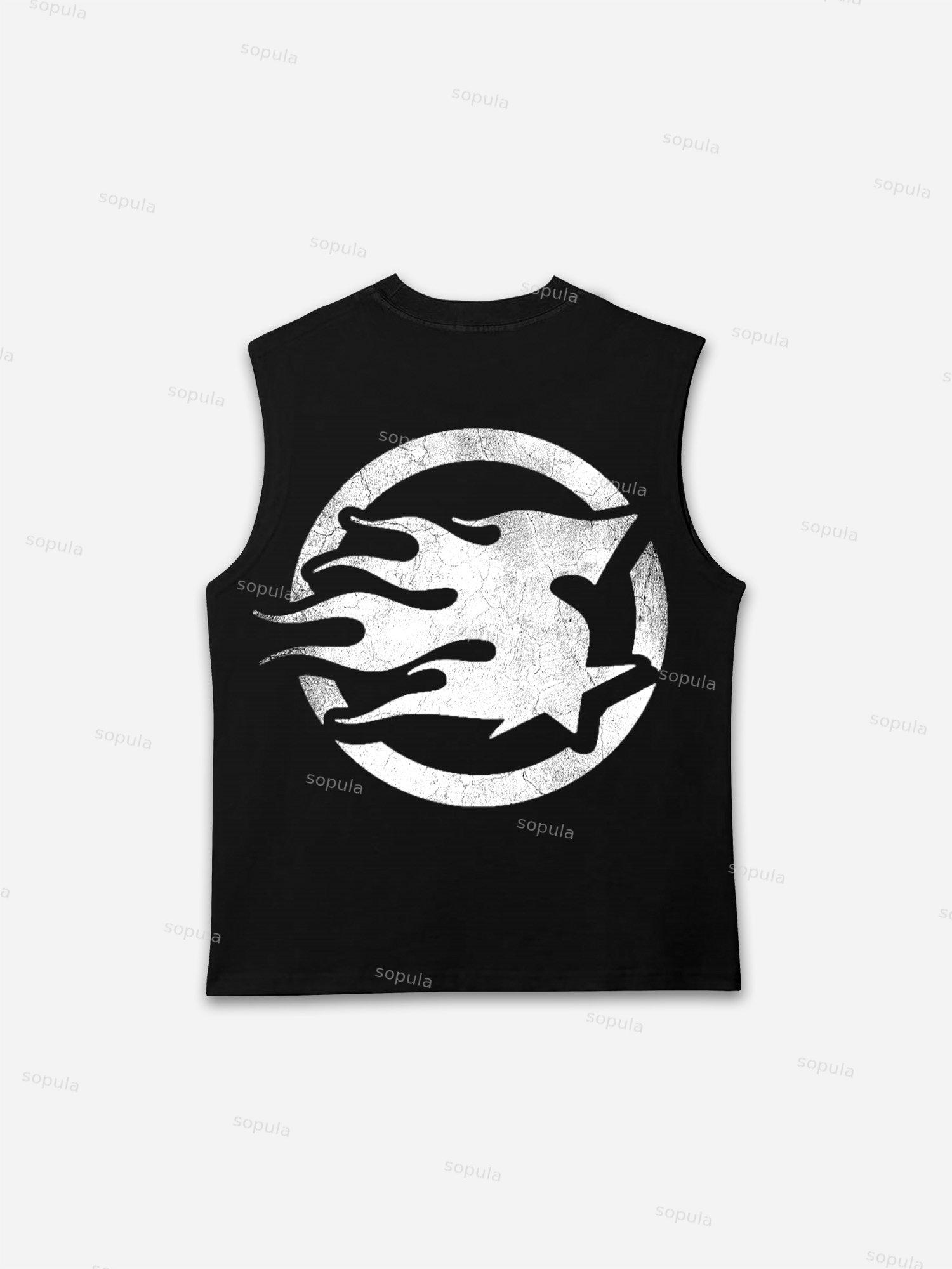 Street Metal Braces Vintage Lips Graphic Tank Top Product Image