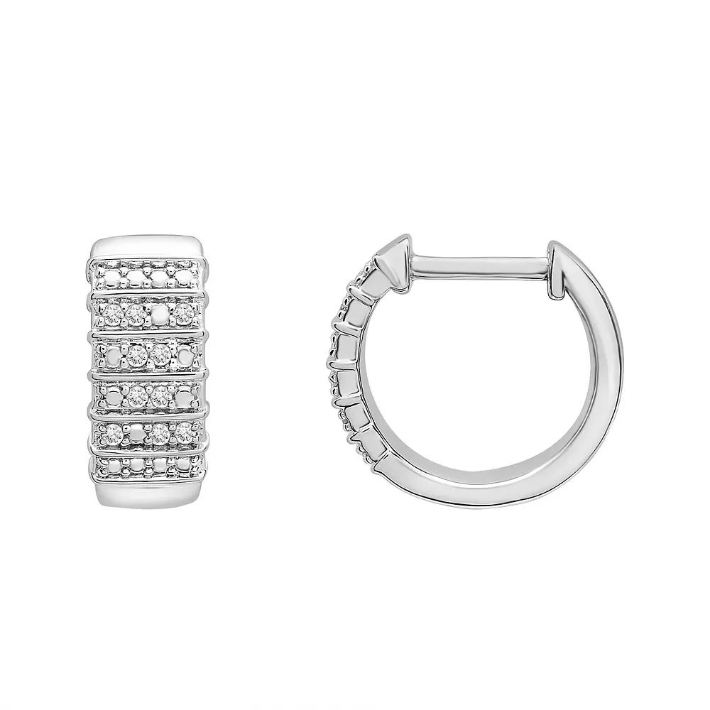 Sterling Silver 1/10 Carat T.W. Diamond Hoop Earrings, Women's Product Image