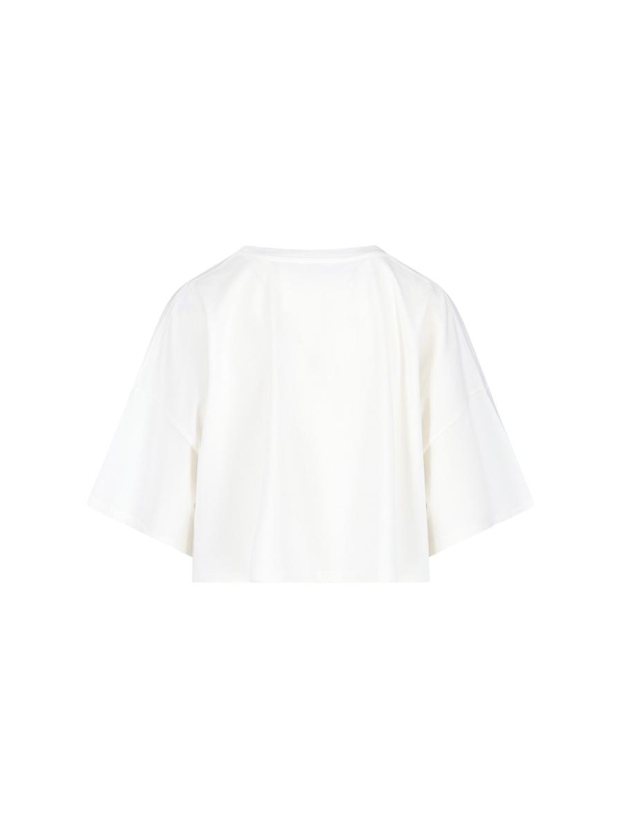 CHLOÉ White Cropped Crewneck T-shirt With Maxi Logo Print On The Front In Cotton Woman In Multicolor Product Image