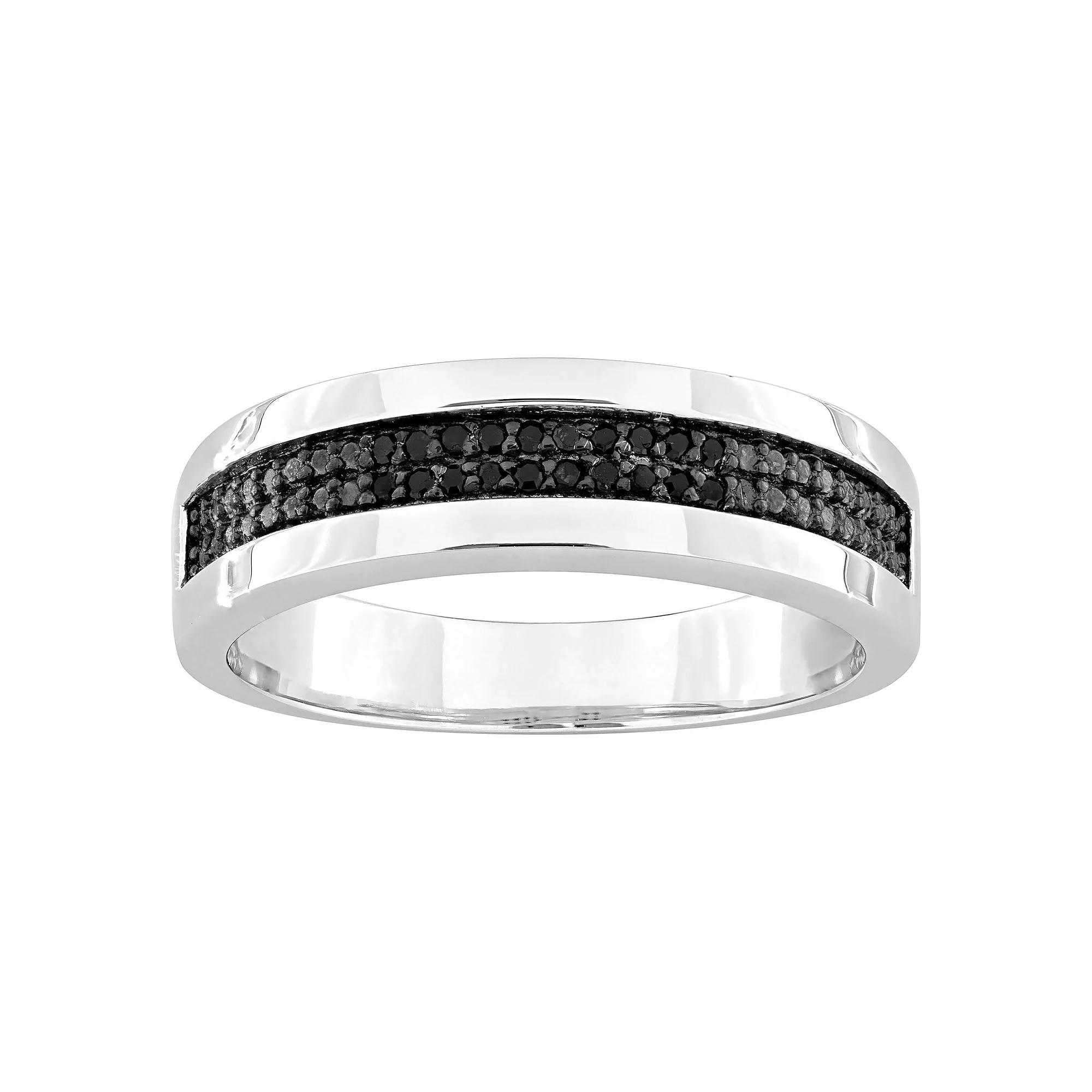 Stella Grace Men's Sterling Silver 1/10 Carat T.W. Black Diamond Anniversary Ring, Size: 12.50 Product Image