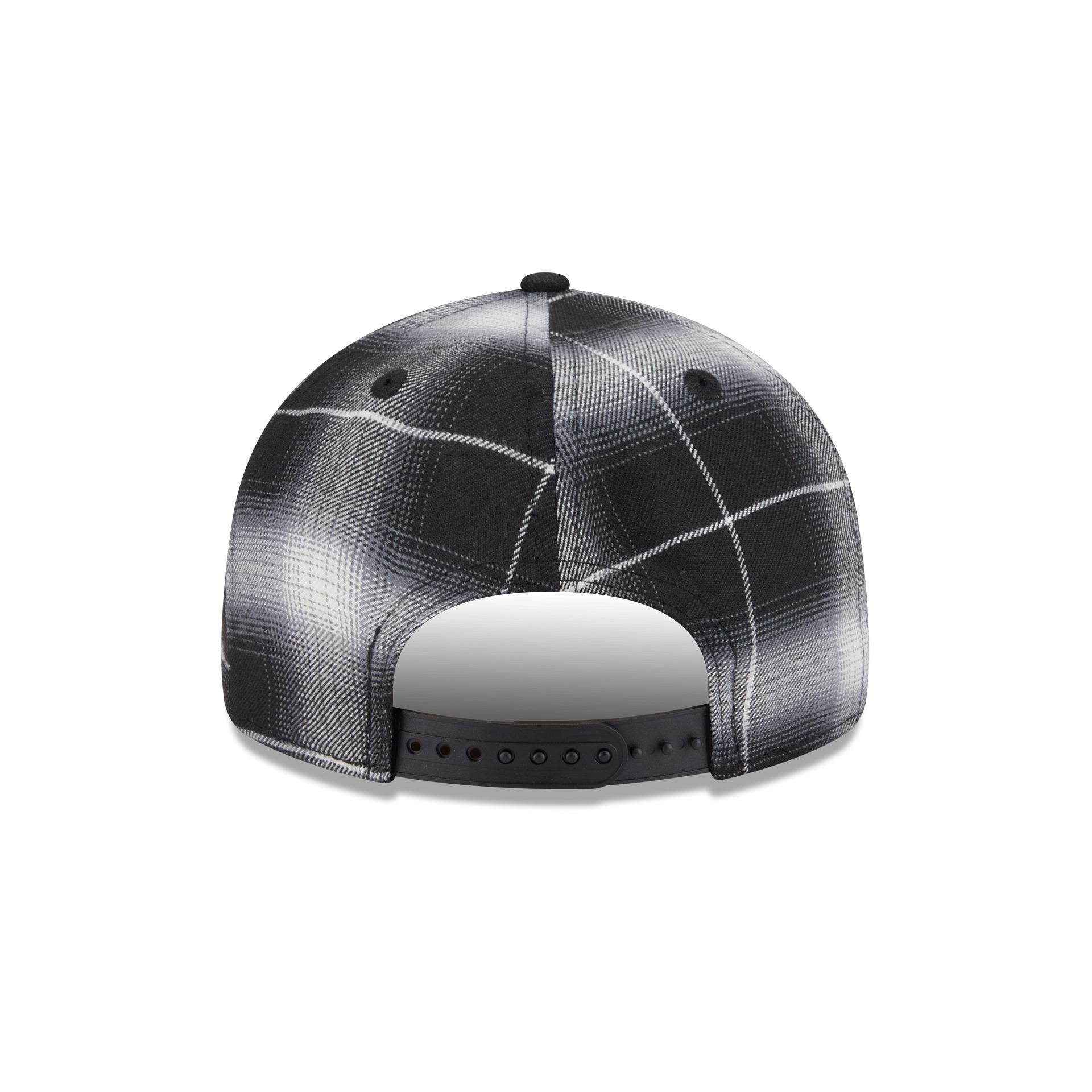 Los Angeles Dodgers Black and White Plaid Retro Crown 9FIFTY Snapback Hat Male Product Image