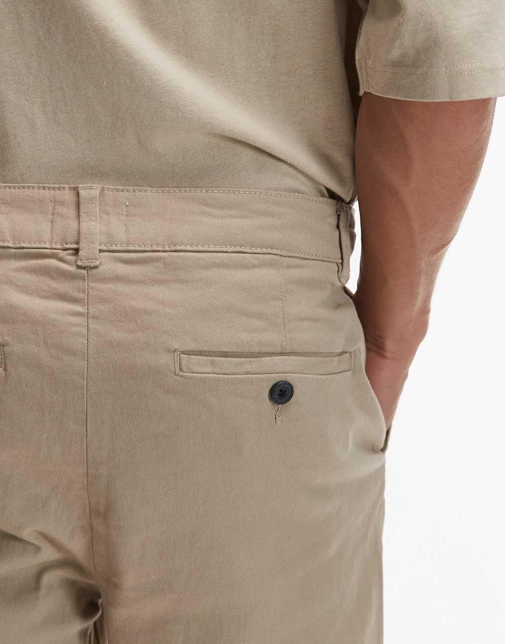 Topman slim chino pants in stone Product Image