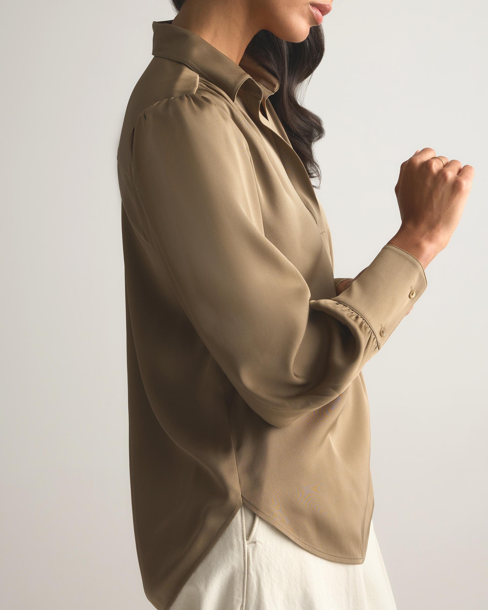 Quince | Women's Washable Stretch Silk Split Neck Blouse Mulberry Silk Product Image