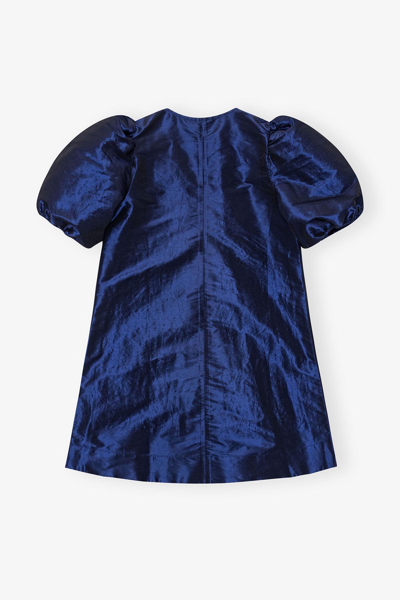 Blue Shiny Taffeta Mini Dress Product Image