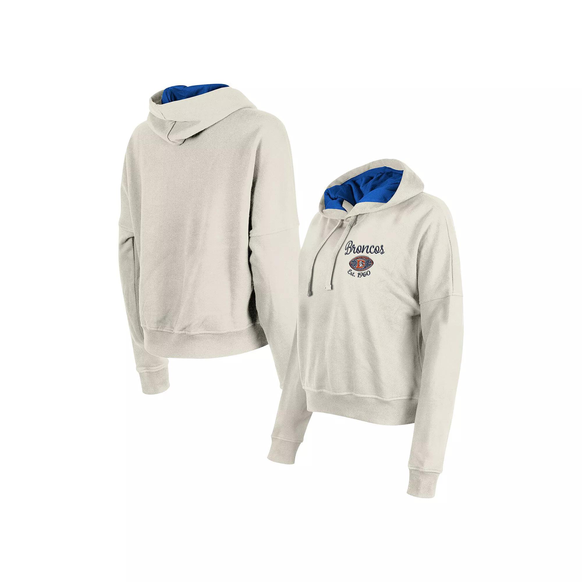 Women's New Era Cream Denver Broncos 3rd Down Historic Pullover Hoodie,  Product Image