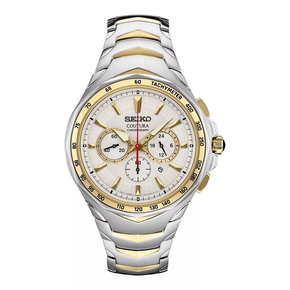 Men's Seiko Coutura Quartz Stainless Steel & Gold-Tone Watch - SRWZ24, Size: Large, White Product Image