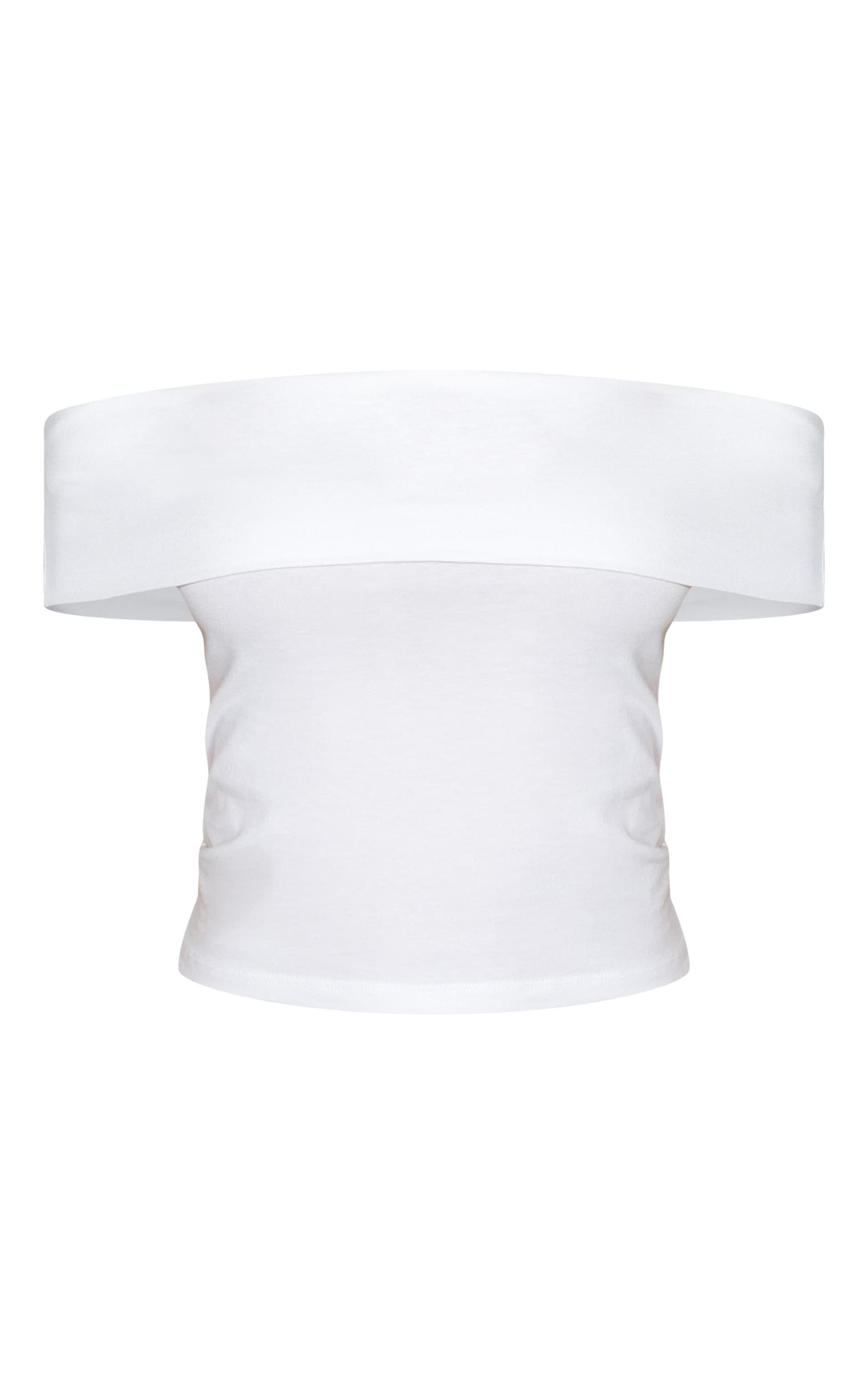 White Soft Cotton Bardot Sleeve Top Product Image