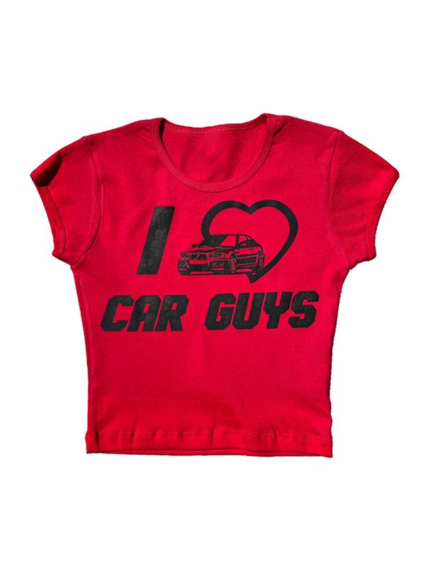 Letter Print Cropped Short Sleeve Tee Product Image