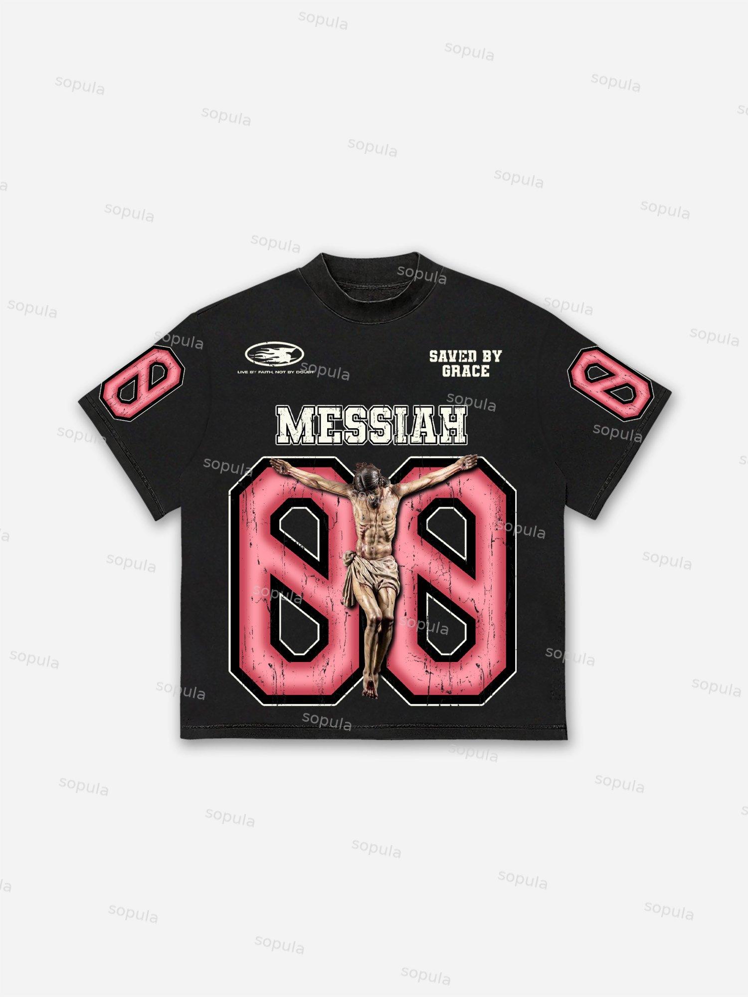 Faith In God Messiah #00 Aged Graphic Cotton T-shirt Product Image