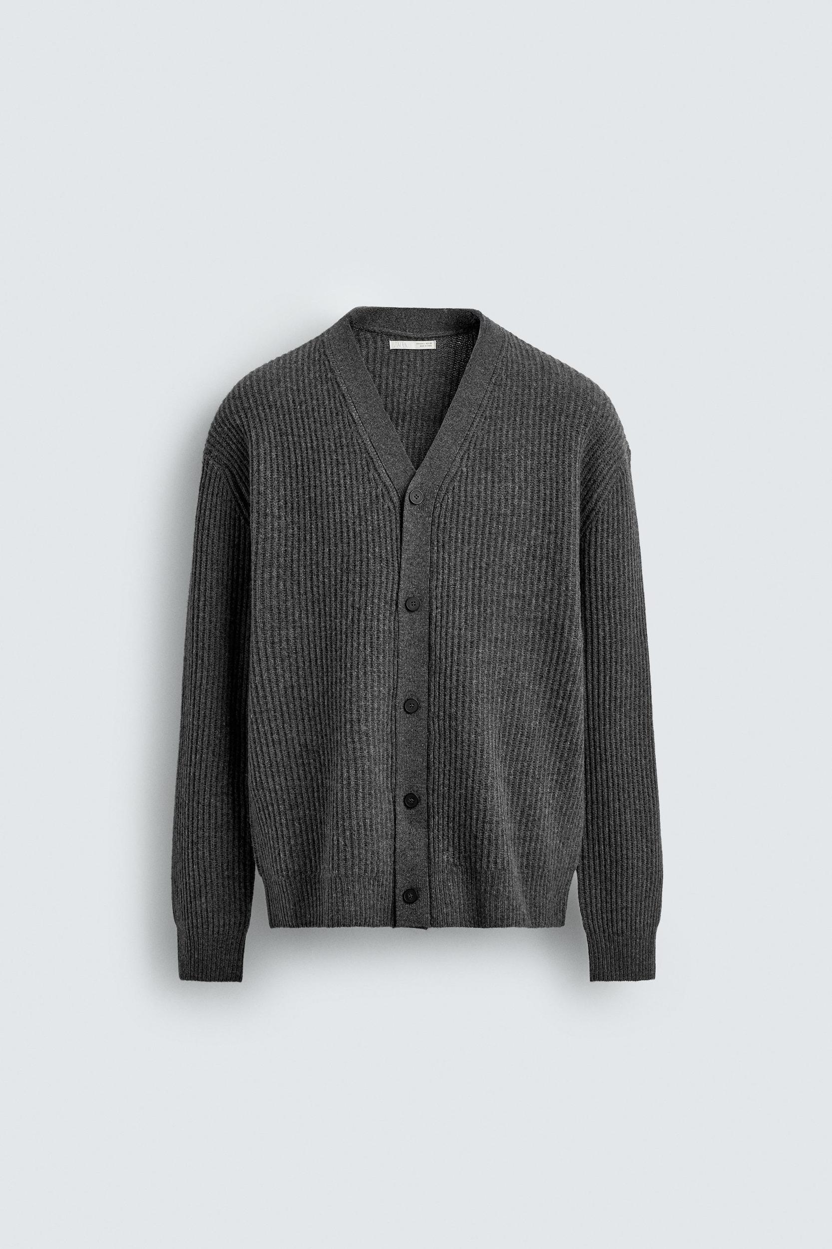 WOOL BLEND TEXTURED CARDIGAN Product Image
