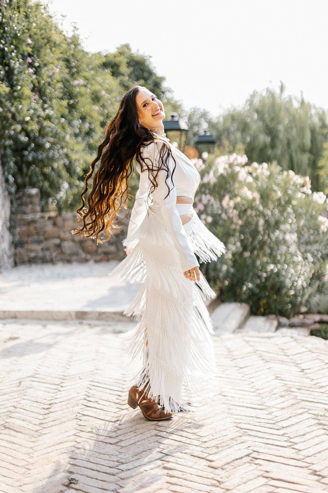 White Fringe Sexy Dress Product Image