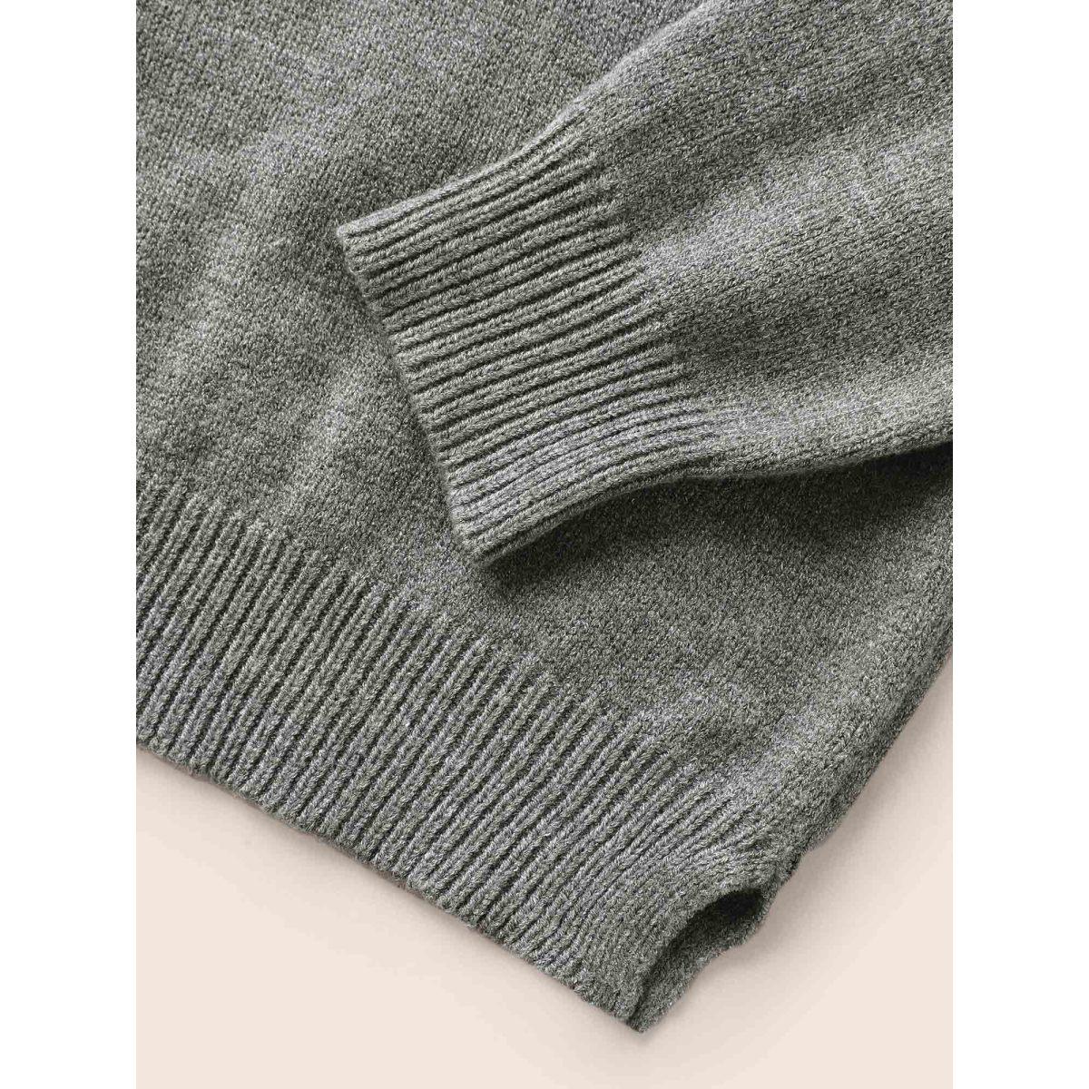 Plus Size Supersoft Essentials Cat Slit Hem Pullover Mediumgray Women Casual Long Sleeve Round Neck Everyday Pullovers BloomChic 30/6X Product Image