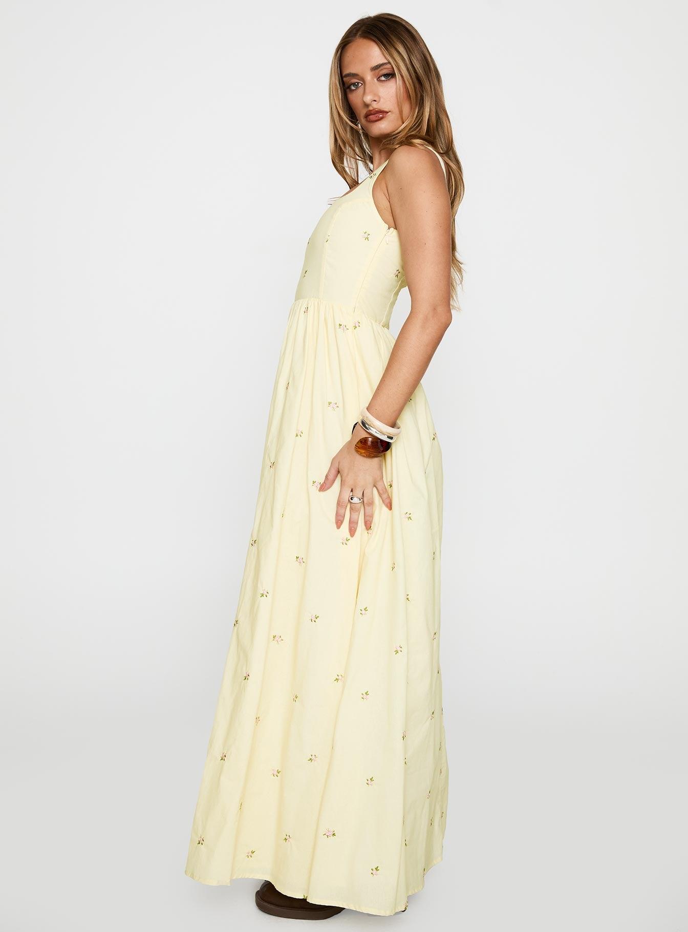 Cartmel Embroidered Maxi Dress Cream Product Image