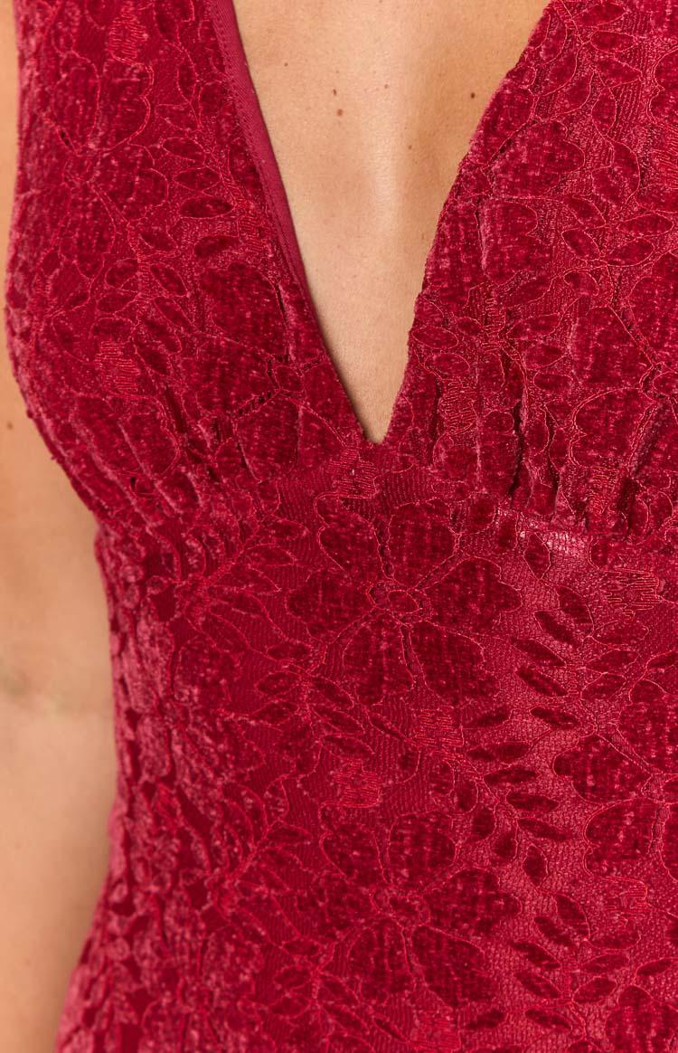 Farida Red Lace Maxi Dress Product Image