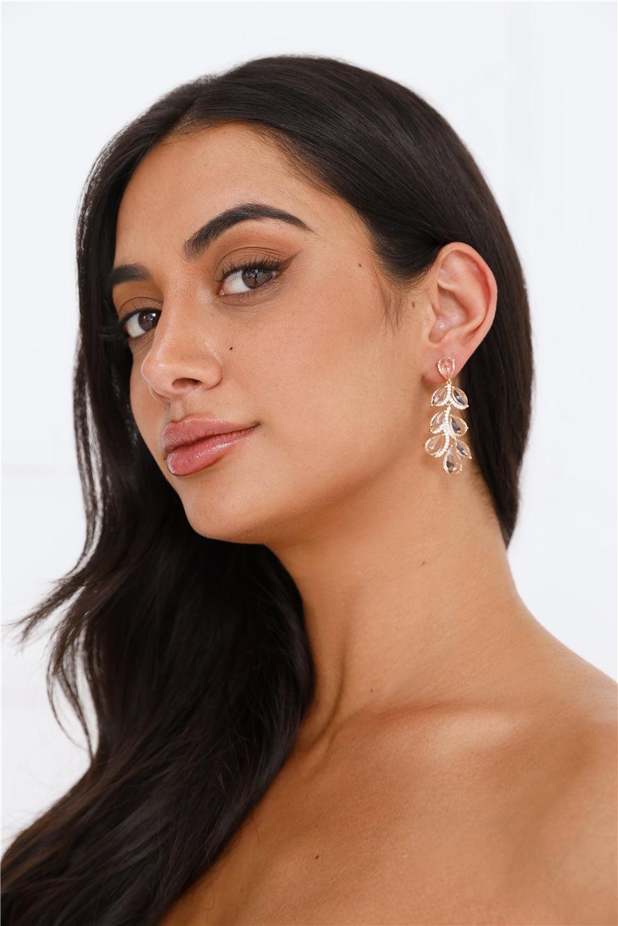 18k Gold Plated Beauty Gems Earrings Gold Product Image