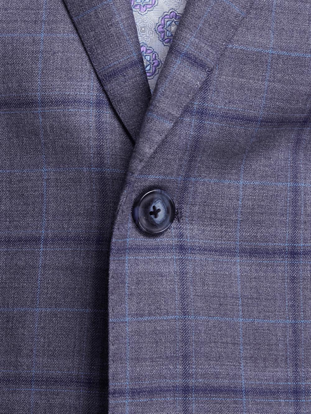Wool Stretch Windowpane Single Breasted Notch Lapel Sport Coat - Purple Product Image