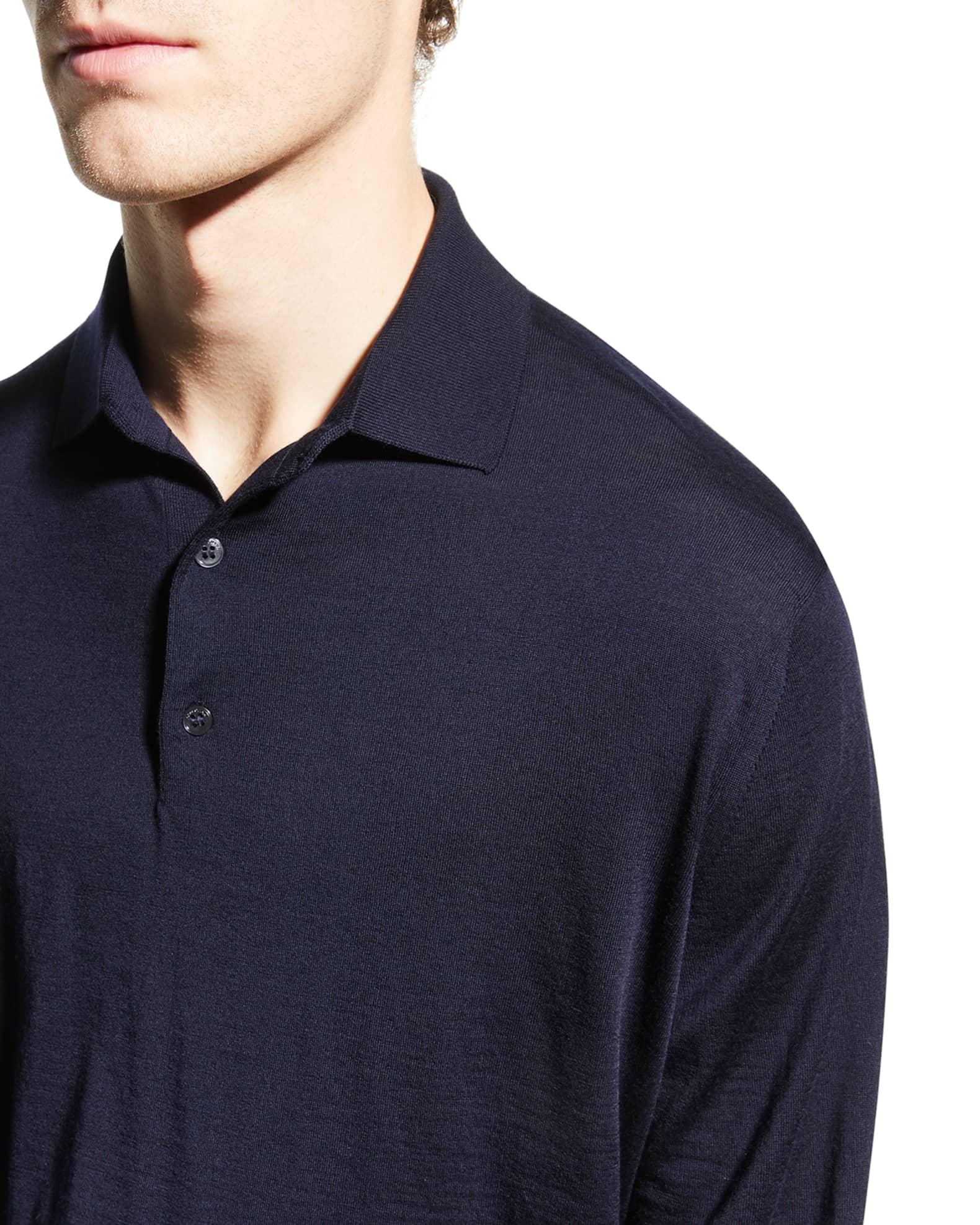 Men's Long-Sleeve Wool Polo Shirt Product Image