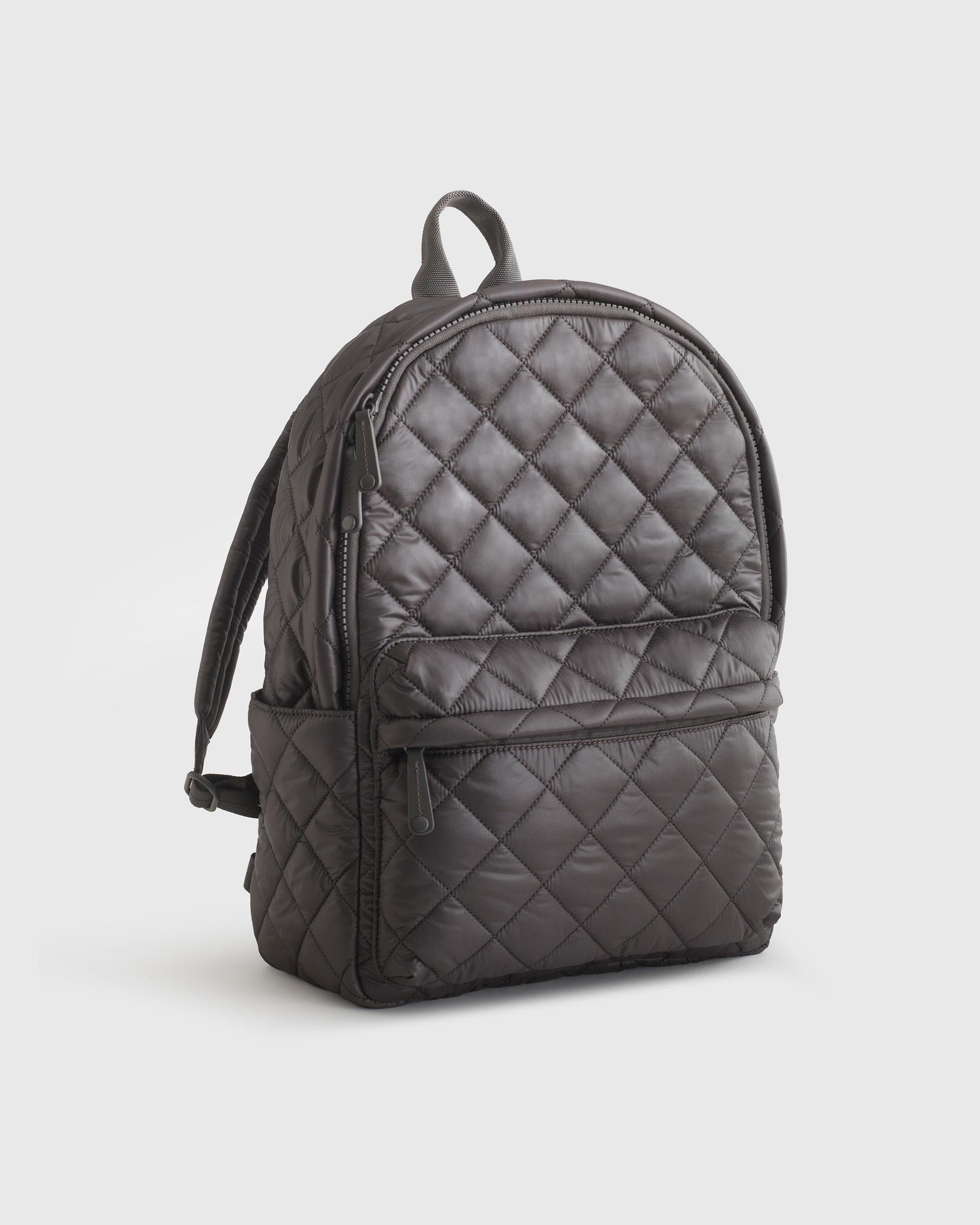 Quince | Women's Transit Quilted Commuter Backpack in Charcoal, Nylon Product Image