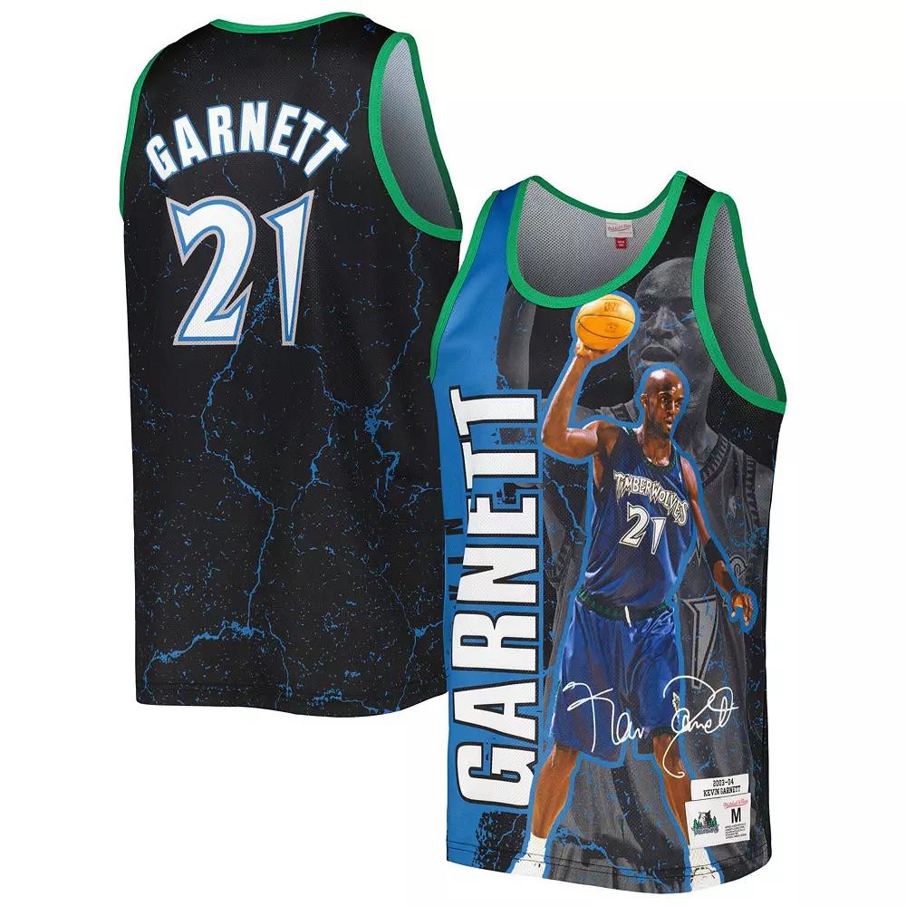 Men's Mitchell & Ness Kevin Garnett Black Minnesota Timberwolves 2003-04 Hardwood Classics Player Burst Tank Top,  Product Image