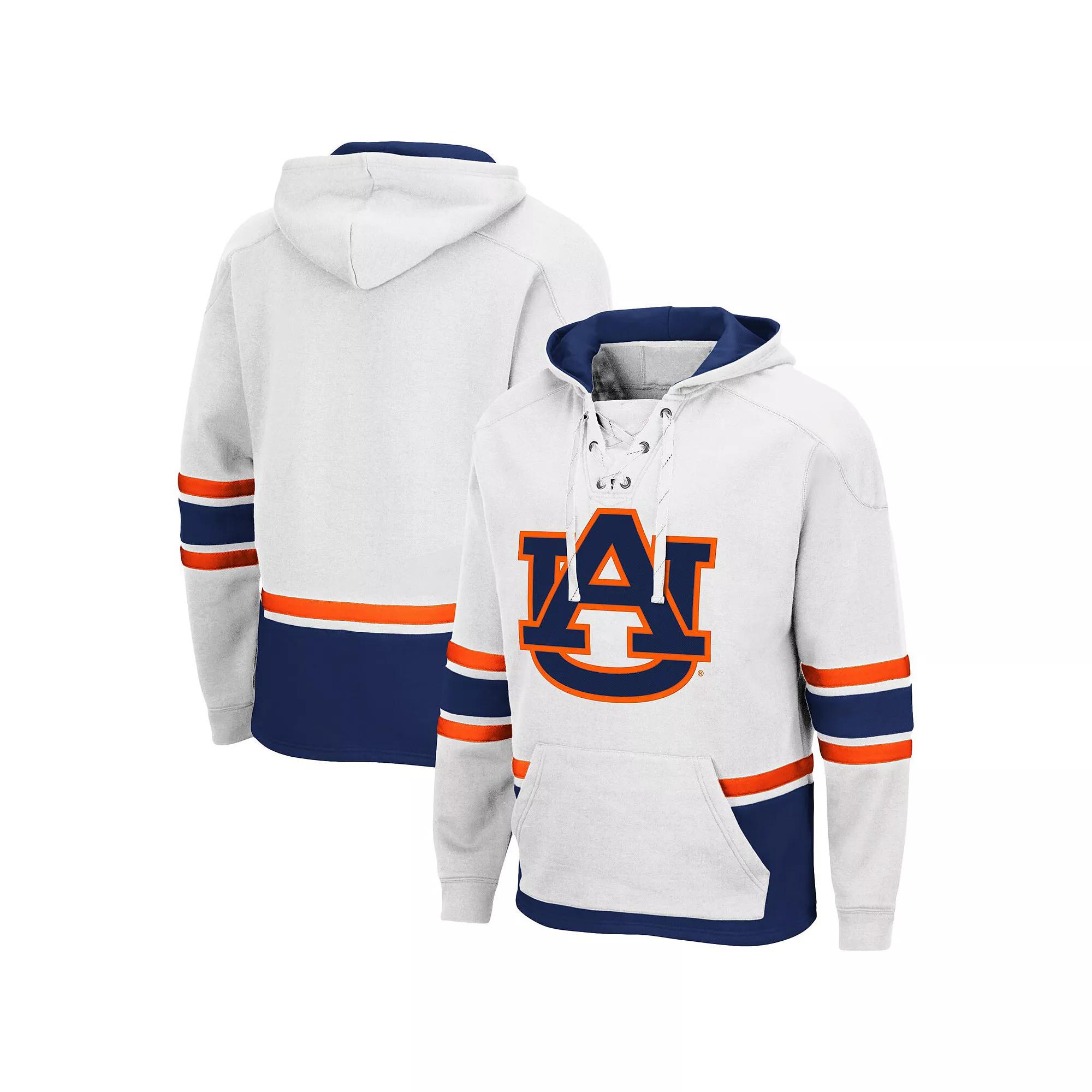 Men's Colosseum White Auburn Tigers Lace Up 3.0 Pullover Hoodie, Size: Medium Product Image