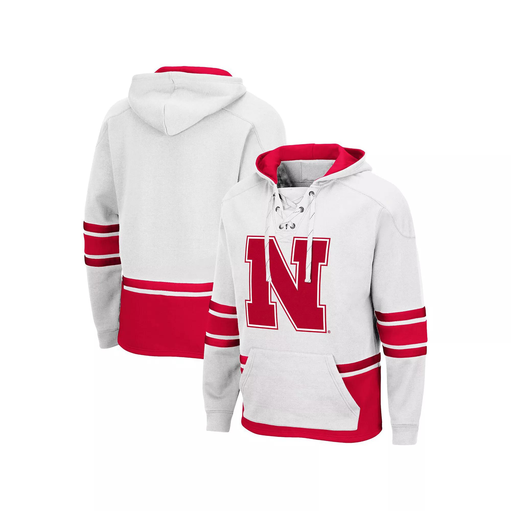 Men's Colosseum White Nebraska Huskers Lace Up 3.0 Pullover Hoodie, Size: Medium Product Image