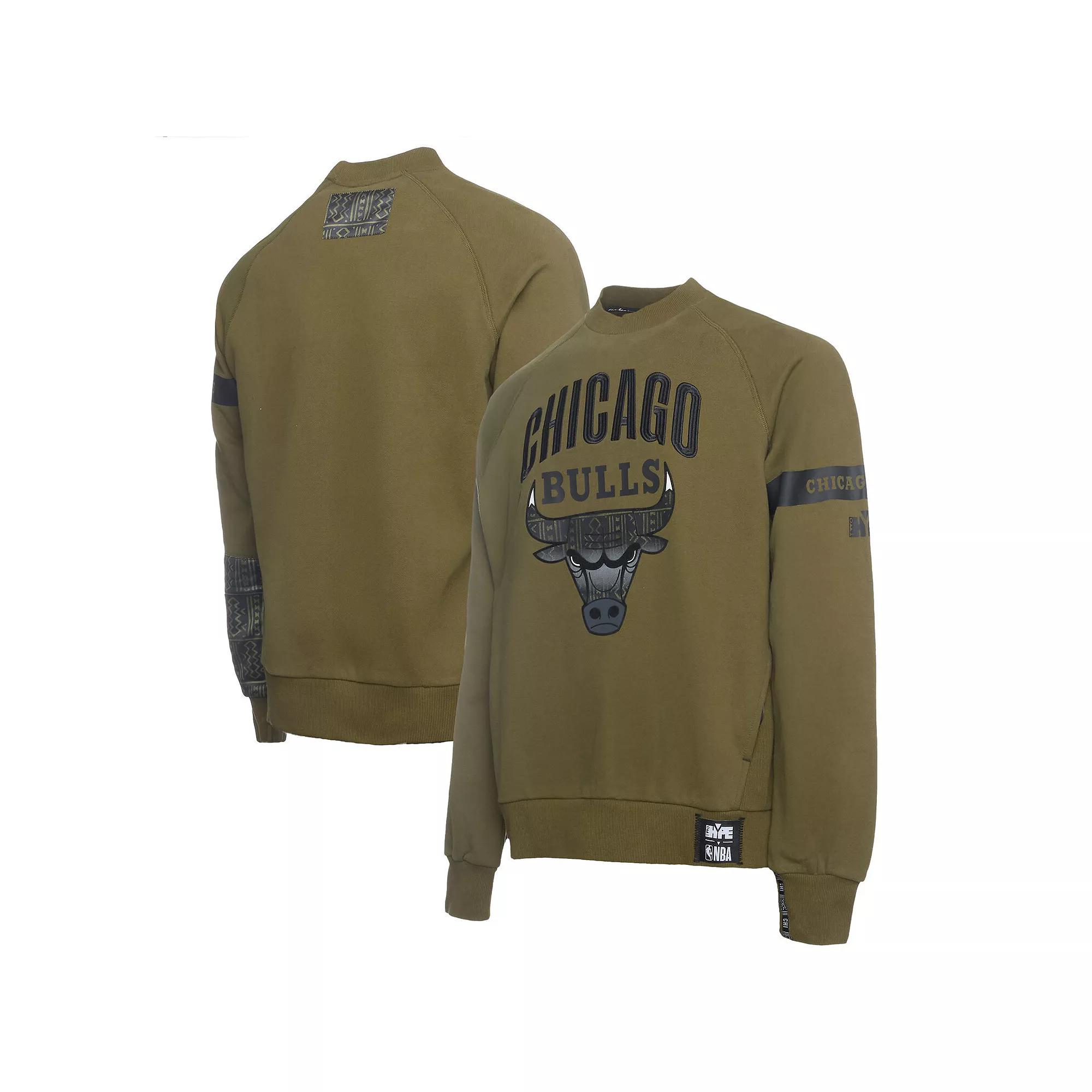 Men's NBA x Two Hype  Olive Chicago Bulls Culture & Hoops Collection Premium Pullover Sweatshirt, Size: XL, Team Product Image
