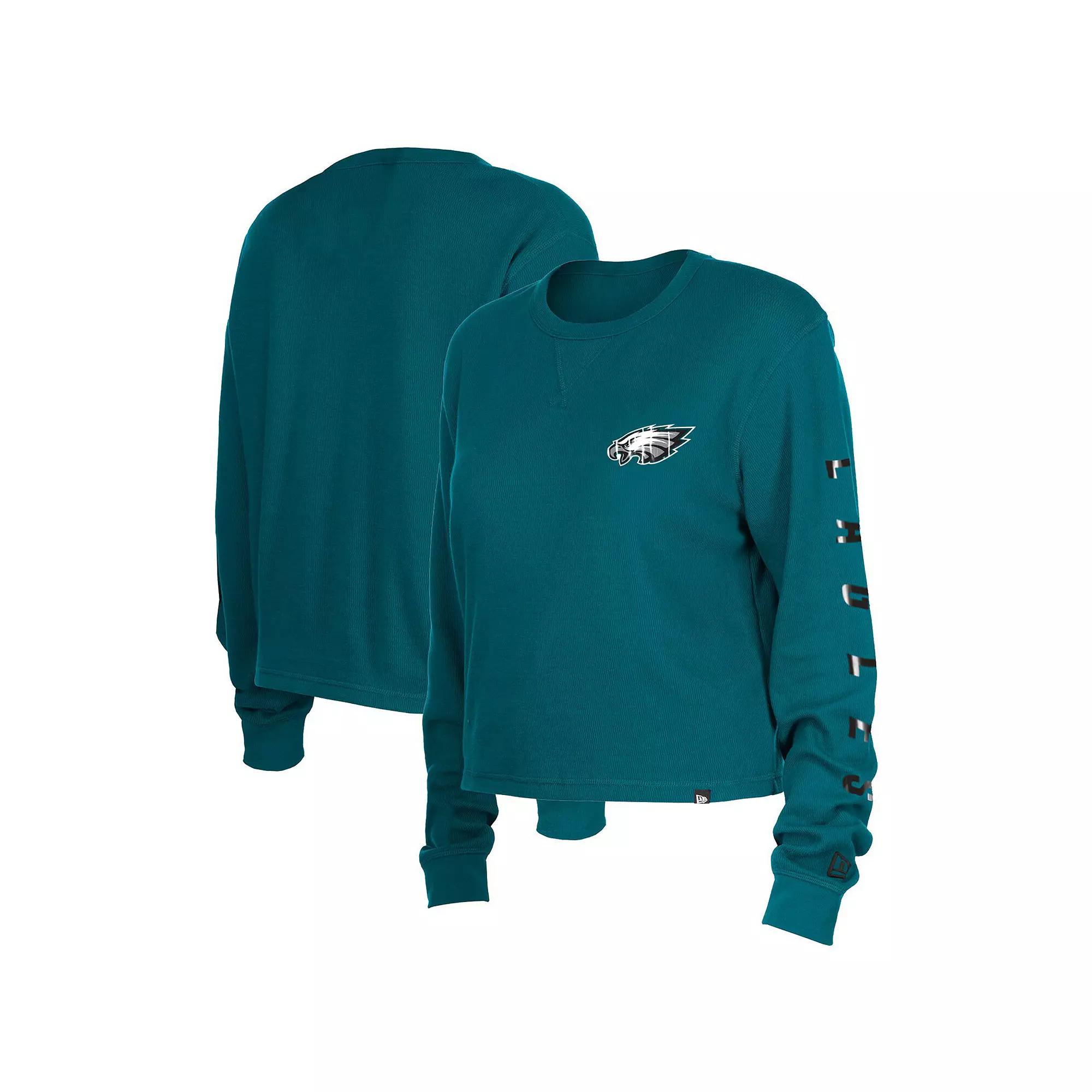 Women's New Era Black Pittsburgh Steelers Thermal Crop Long Sleeve T-Shirt,  Product Image