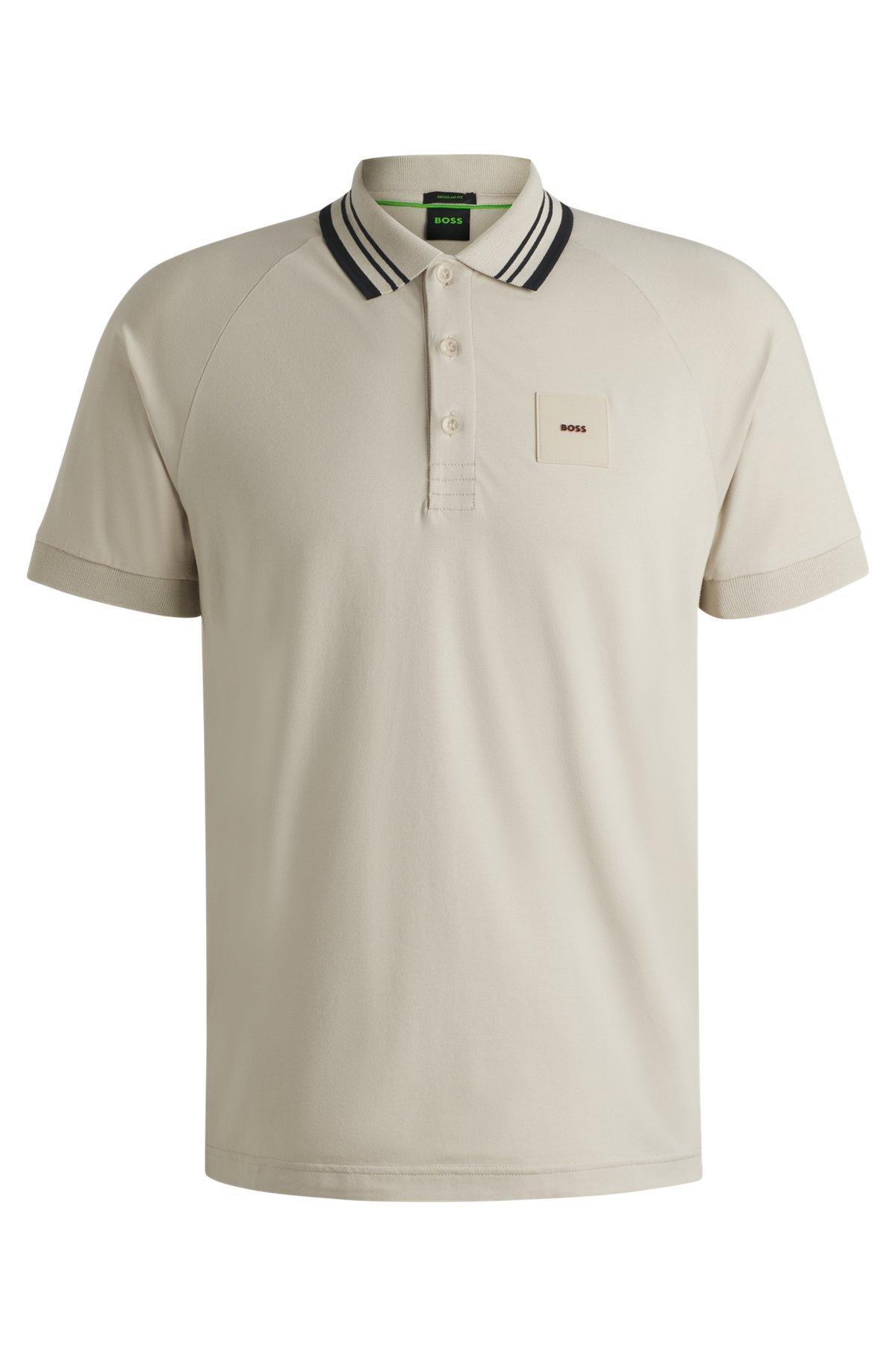 Paddy stretch-cotton polo shirt with striped collar Product Image