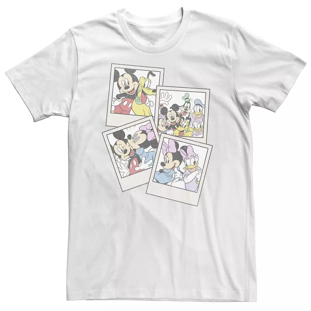 Big & Tall Disney Mickey & Friends Group Shot Polaroids Tee, Men's, Size: 3XL, White Product Image