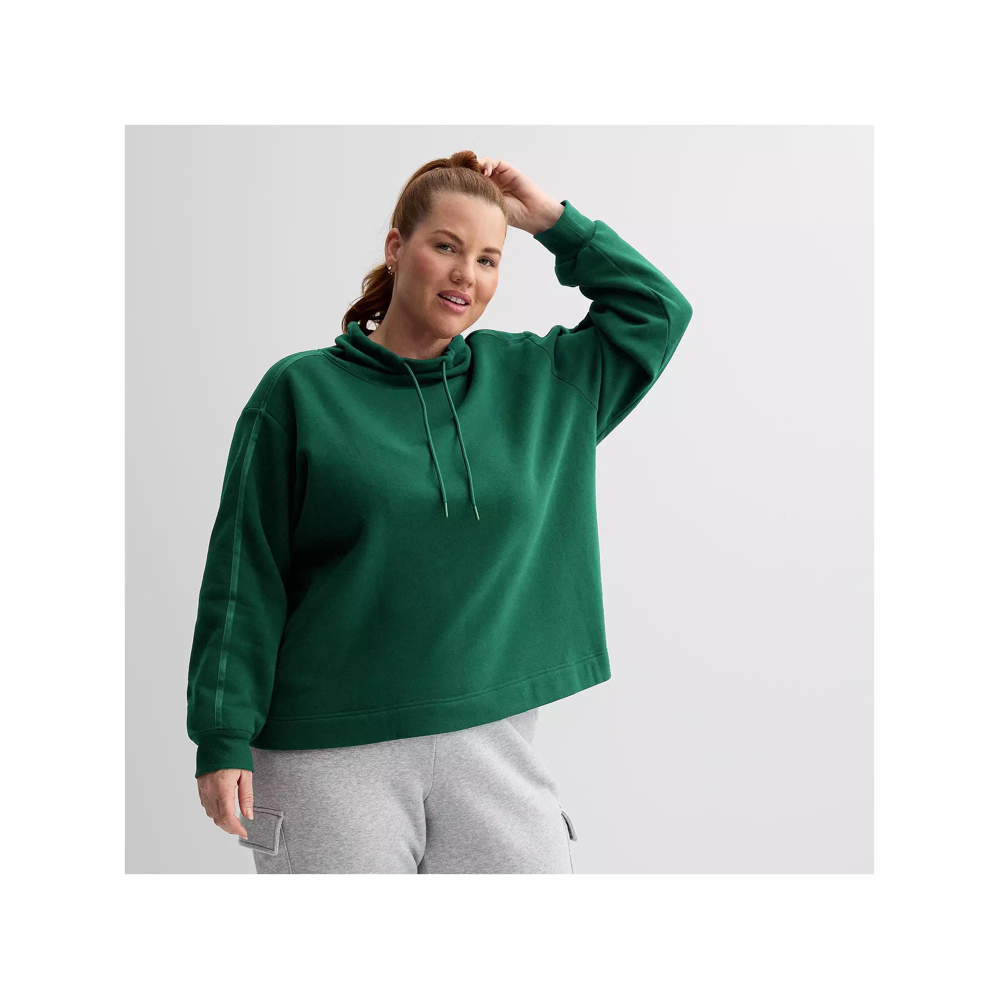 Plus Size Tek Gear® Ultrasoft Fleece Funnel Neck Pullover, Women's, Size: 3XL, Rugged Green Product Image