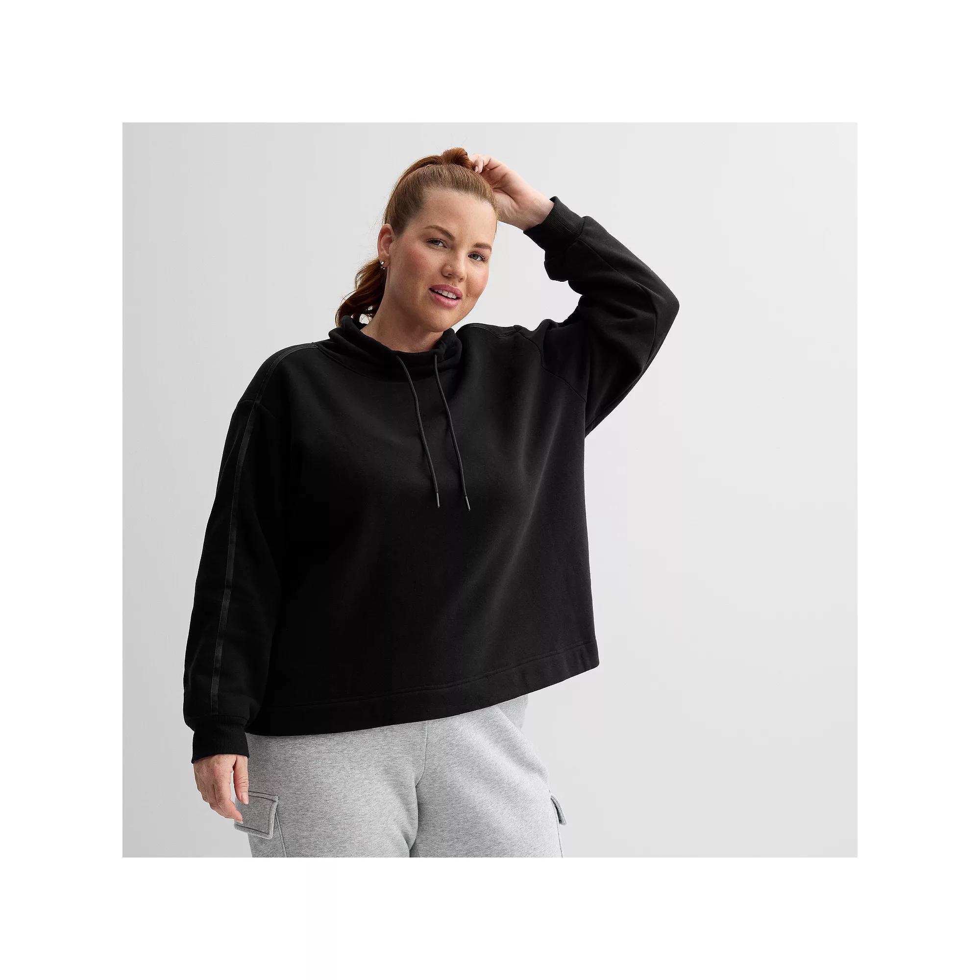 Plus Size Tek Gear® Ultrasoft Fleece Funnel Neck Pullover, Women's, Size: 3XL, Mineral Black Product Image
