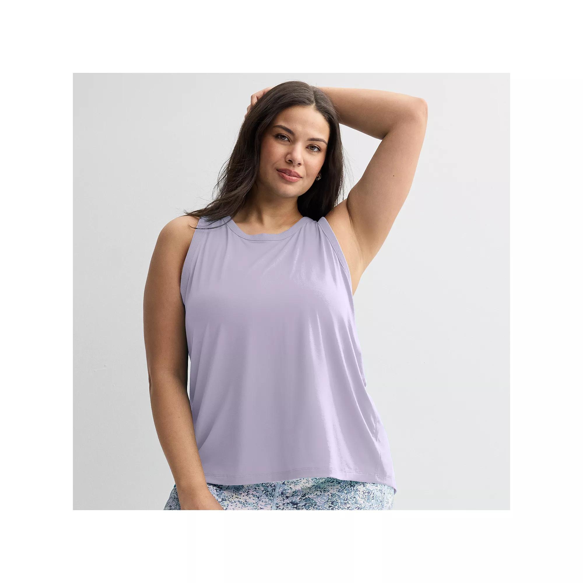 Plus Size Tek Gear® Pleat Easy Tank Top, Women's, Size: 2XL, Mineral Black Product Image