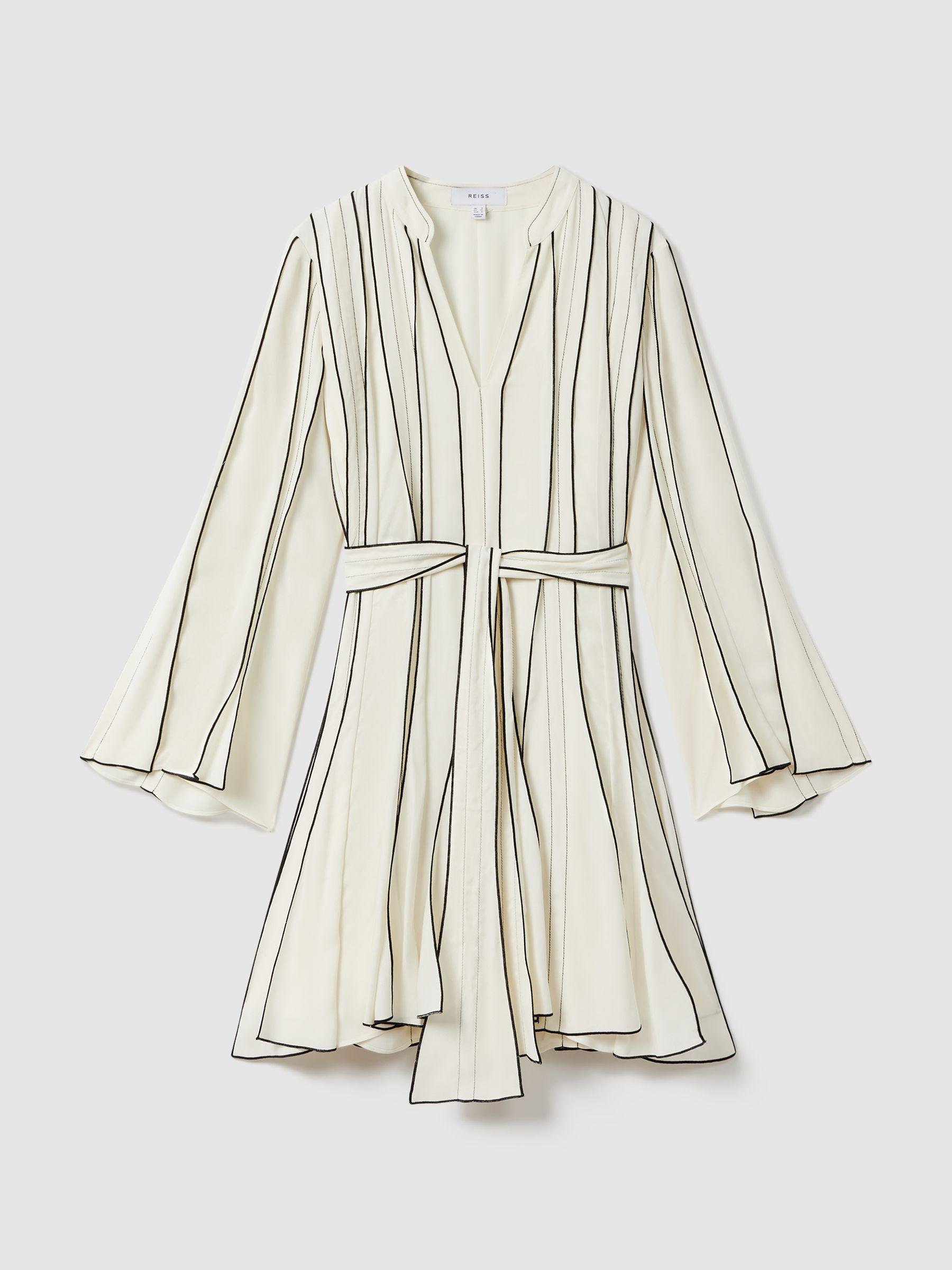 Contrast Ruffle Mini Dress in Ivory Product Image