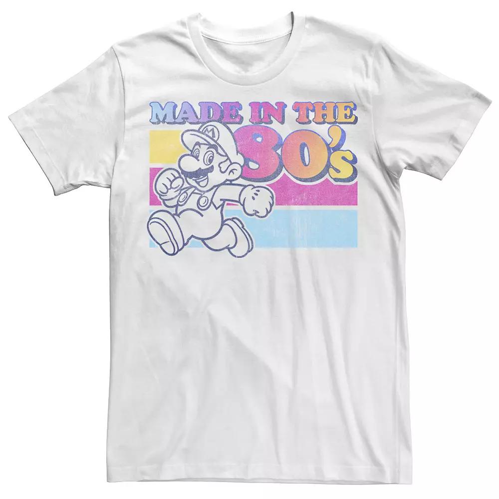 Big & Tall Nintendo Super Mario Made In The 80's Retro Gradient Color Fade Tee, Men's, Size: 5XL, White Product Image
