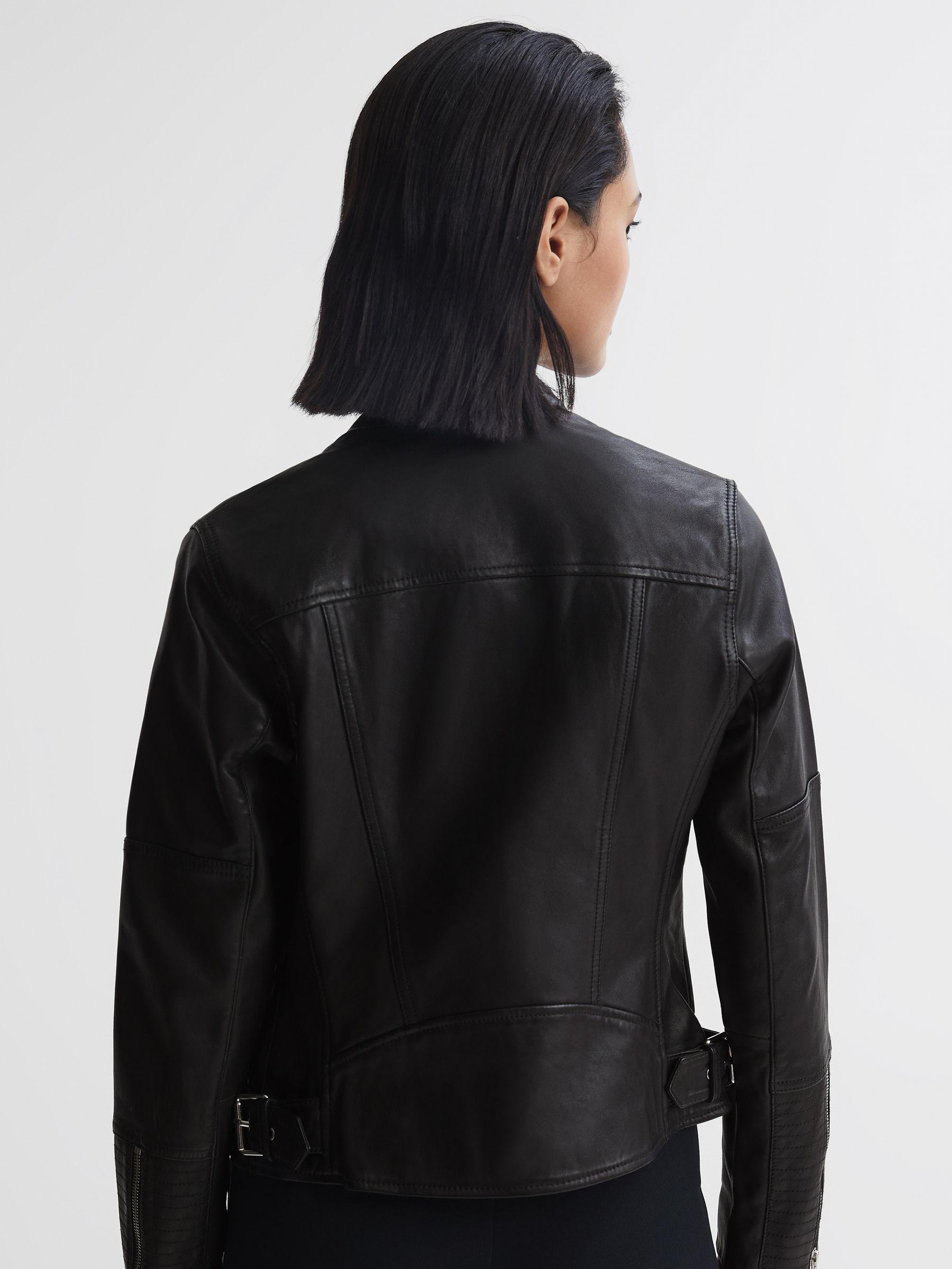 Leather Biker Jacket in Black Product Image