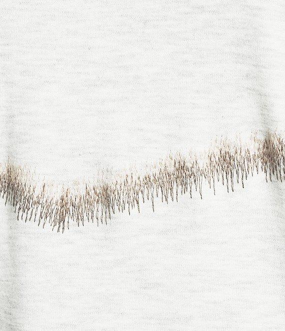 Democracy Embroidered Stripe Mock Neck Elbow Dolman Sleeve Knit Top Product Image