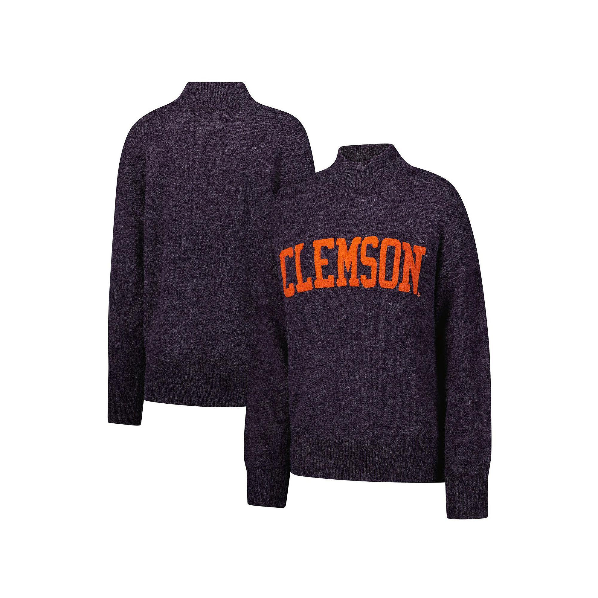 Women's  Purple Clemson Tigers Oversized Varsity Sweater, Size: XL Product Image