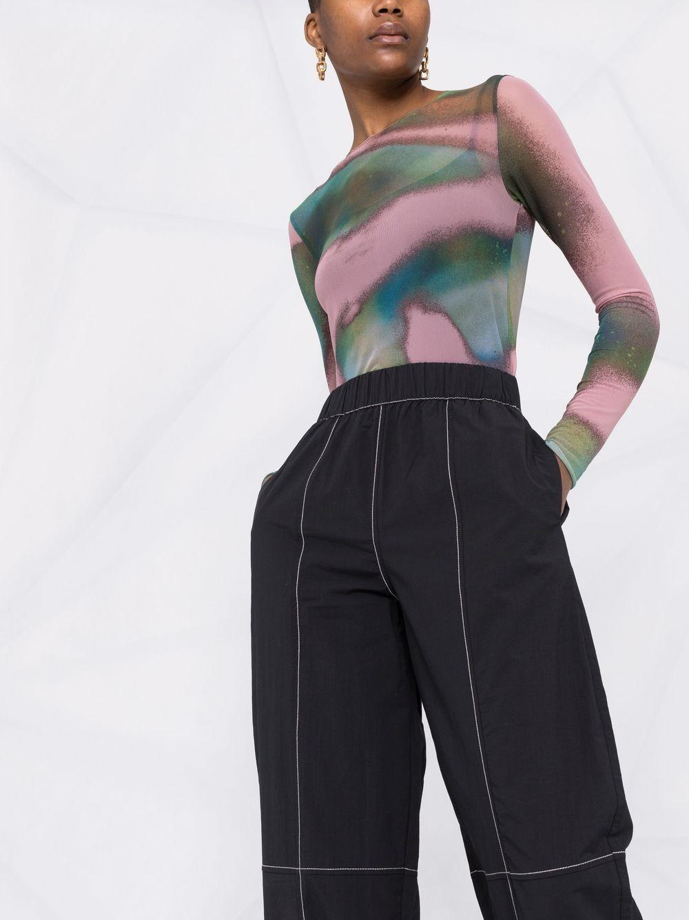 contrast-stitching straight trousers Product Image