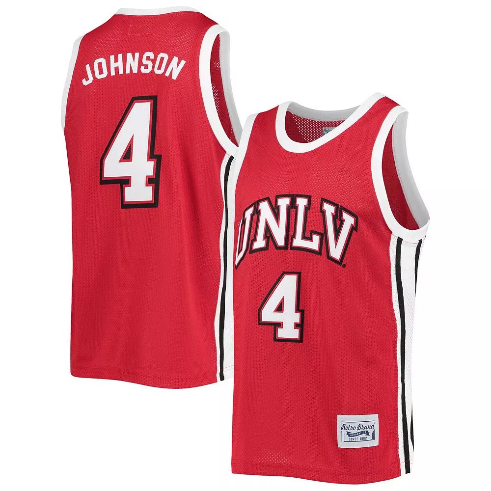 Men's Original Retro Brand Larry Johnson Red UNLV Rebels Commemorative Classic Basketball Jersey, Size: Small Product Image