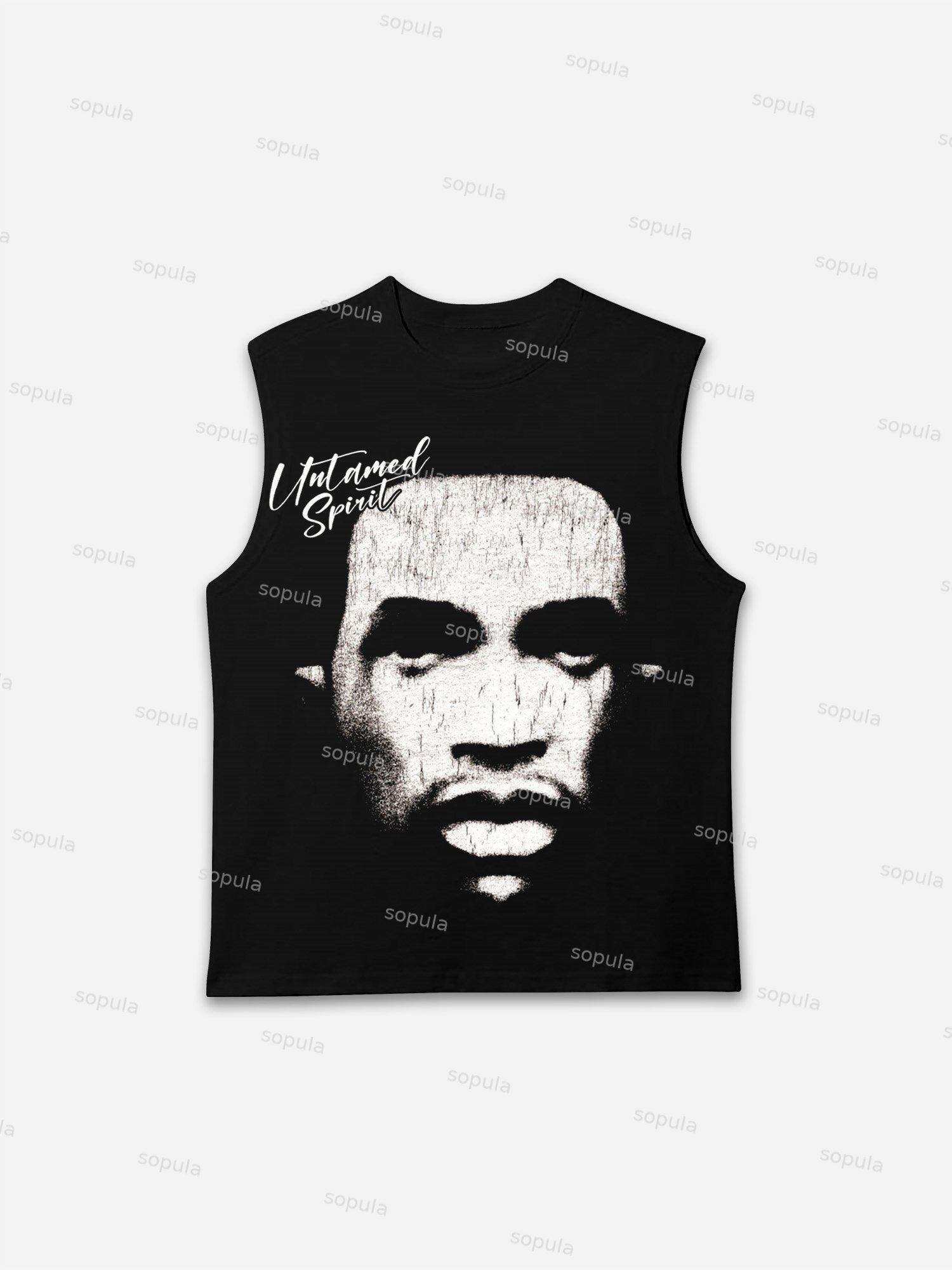 Untamed Spirit Vintage Abstract Human Head Graphic Tank Top Product Image