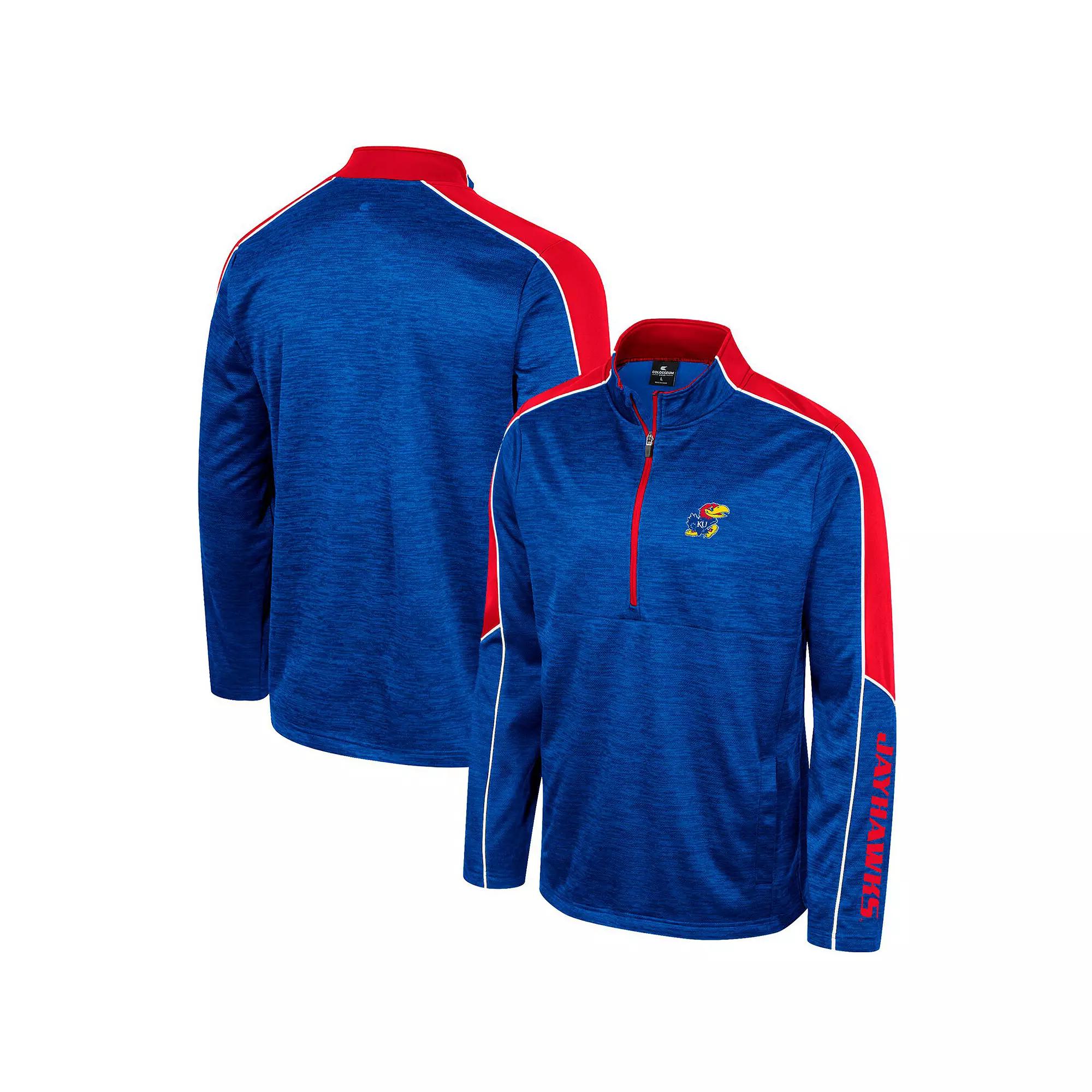 Men's Colosseum Royal Kansas Jayhawks Marled Half-Zip Jacket,  Product Image