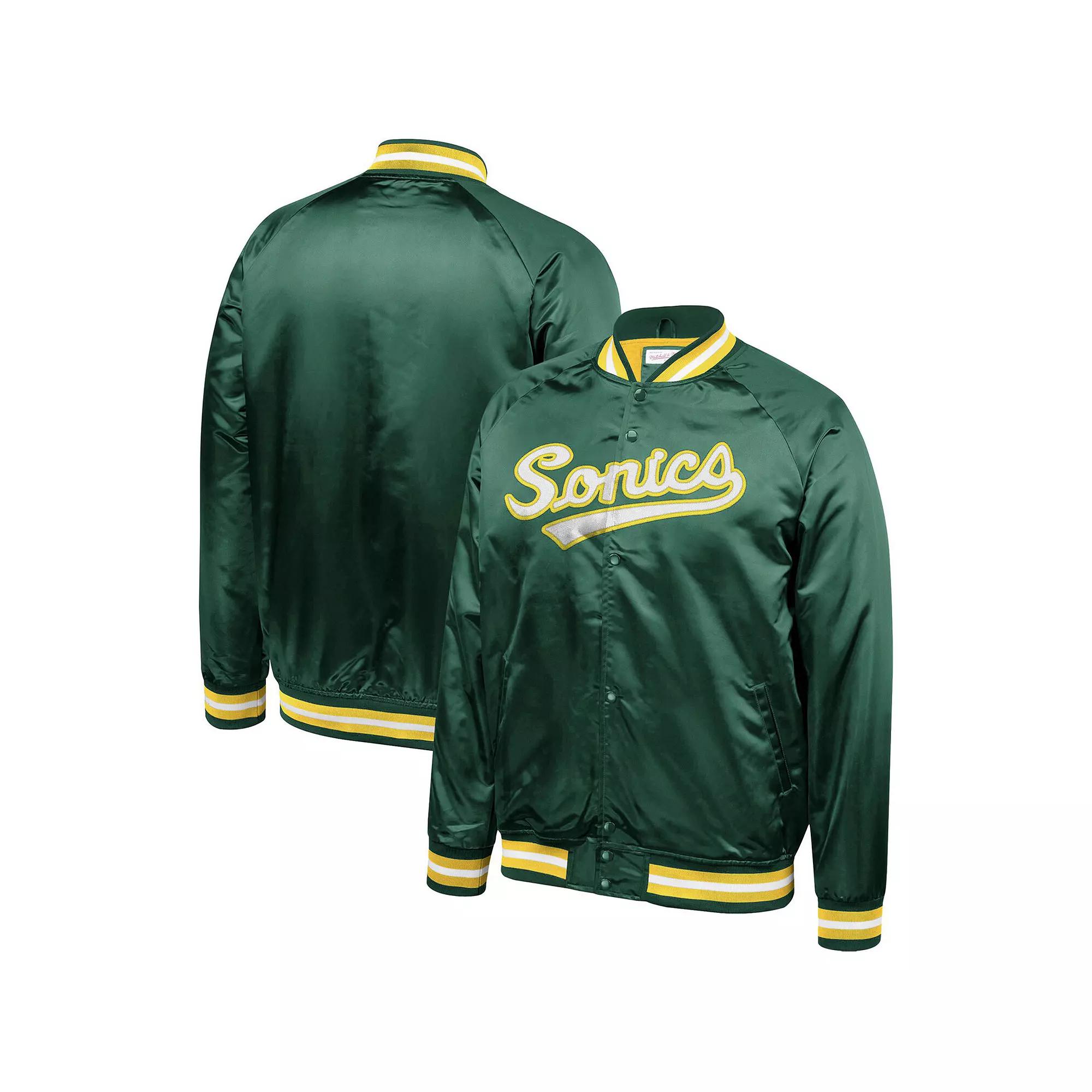 Mens Mitchell & Ness Green Seattle SuperSonics Hardwood Classics Throwback Wordmark Satin Jacket Product Image