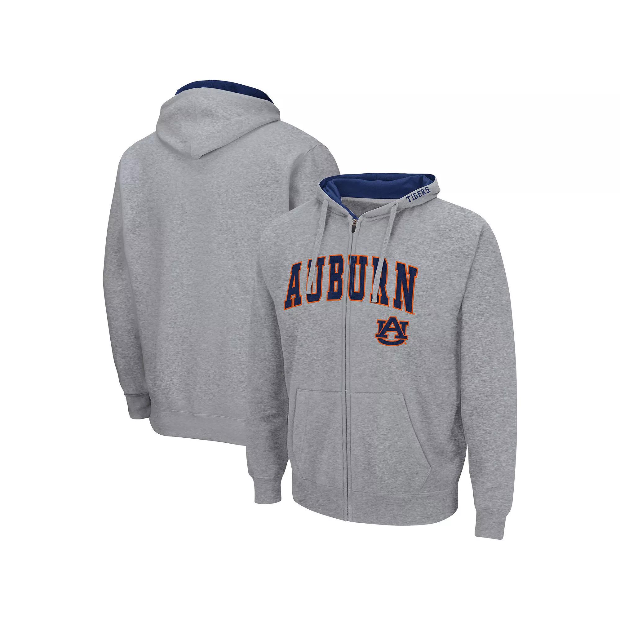 Men's Colosseum Heathered Gray Auburn Tigers Arch & Logo 3.0 Full-Zip Hoodie,  Product Image