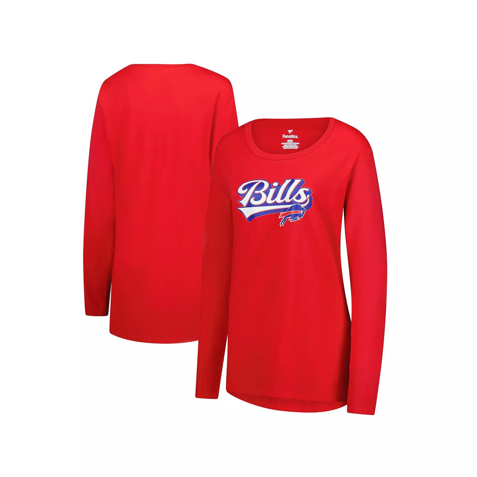 Women's Fanatics  Red Buffalo Bills Long Sleeve Wordmark T-Shirt, Size: XL Product Image